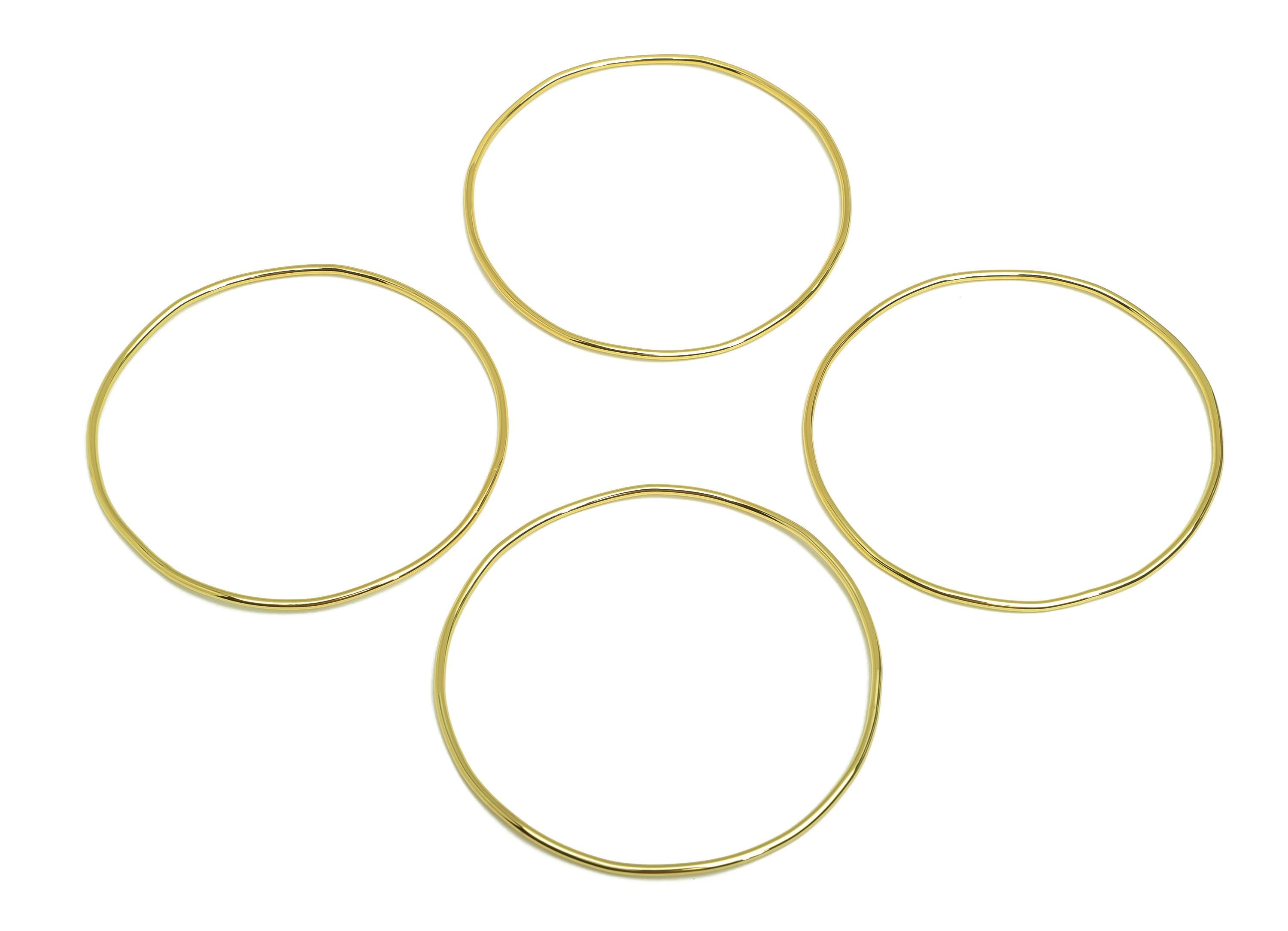 Brass Round Bracelet - Brass Circle Bracelet - Brass Hoop Wire Bracelet - For Bracelet - 18K Real Gold Plating - 62.6x62.6x1.37mm - RGP7919 - DOMEDBAZAAR