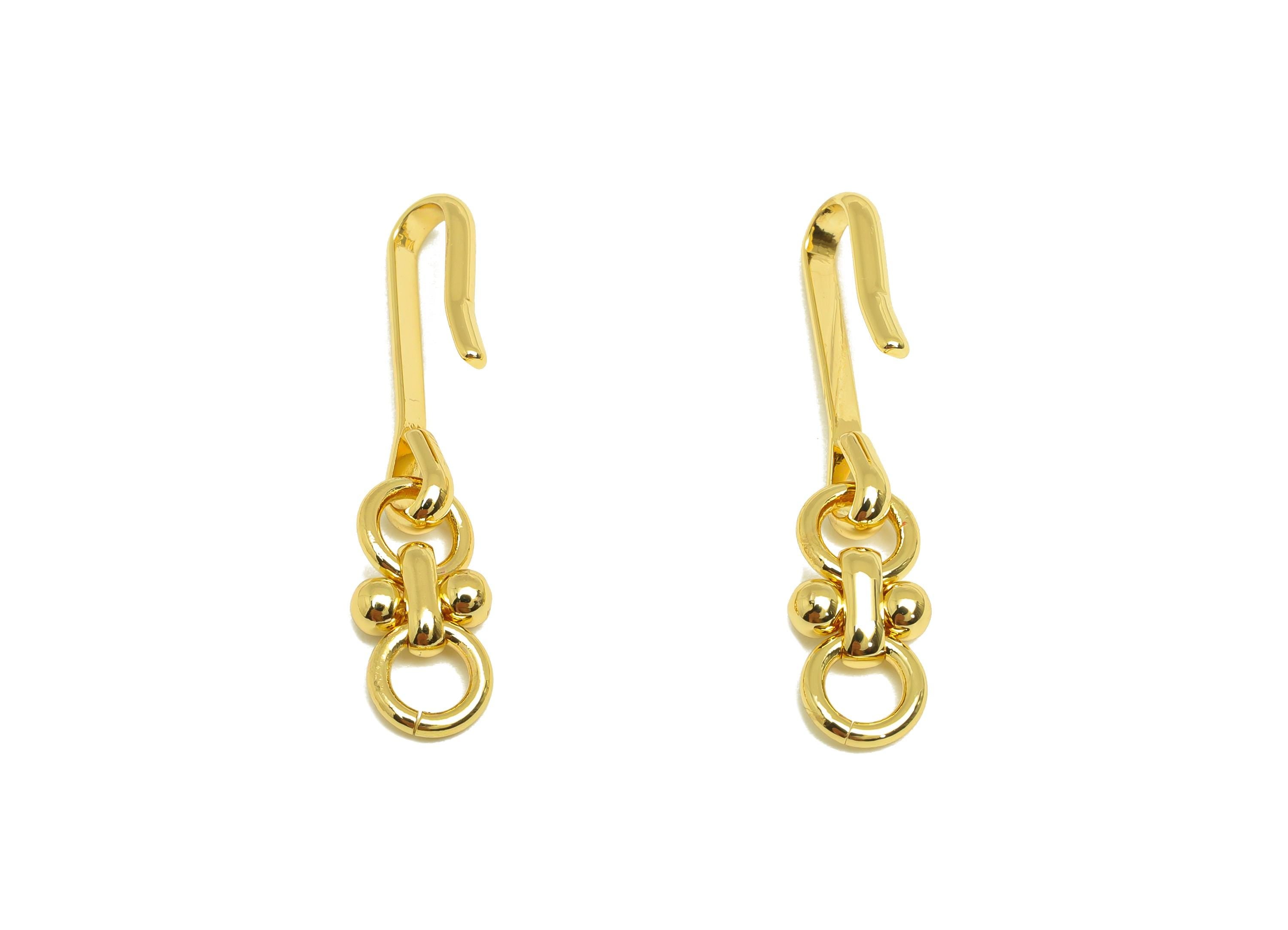 Brass Wire Earring Hook - Brass Rings Wire Hook Earring - Brass Dangle Hook Earring - 18K Real Gold Plating - 32.76x6.97x0.8mm - RGP7914 - DOMEDBAZAAR
