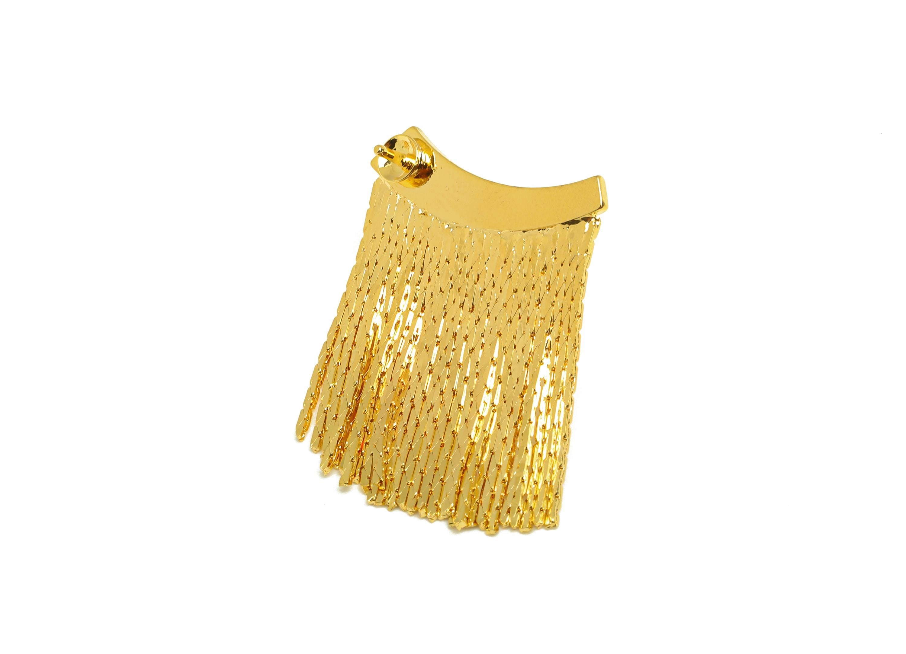 Brass Tassel Earring Stud - Wide Tassel Earring Post - Brass Chian Tassel Earring Post For Pearl - 18K Real Gold Plated - 29x22x1mm- RGP7332 - DOMEDBAZAAR