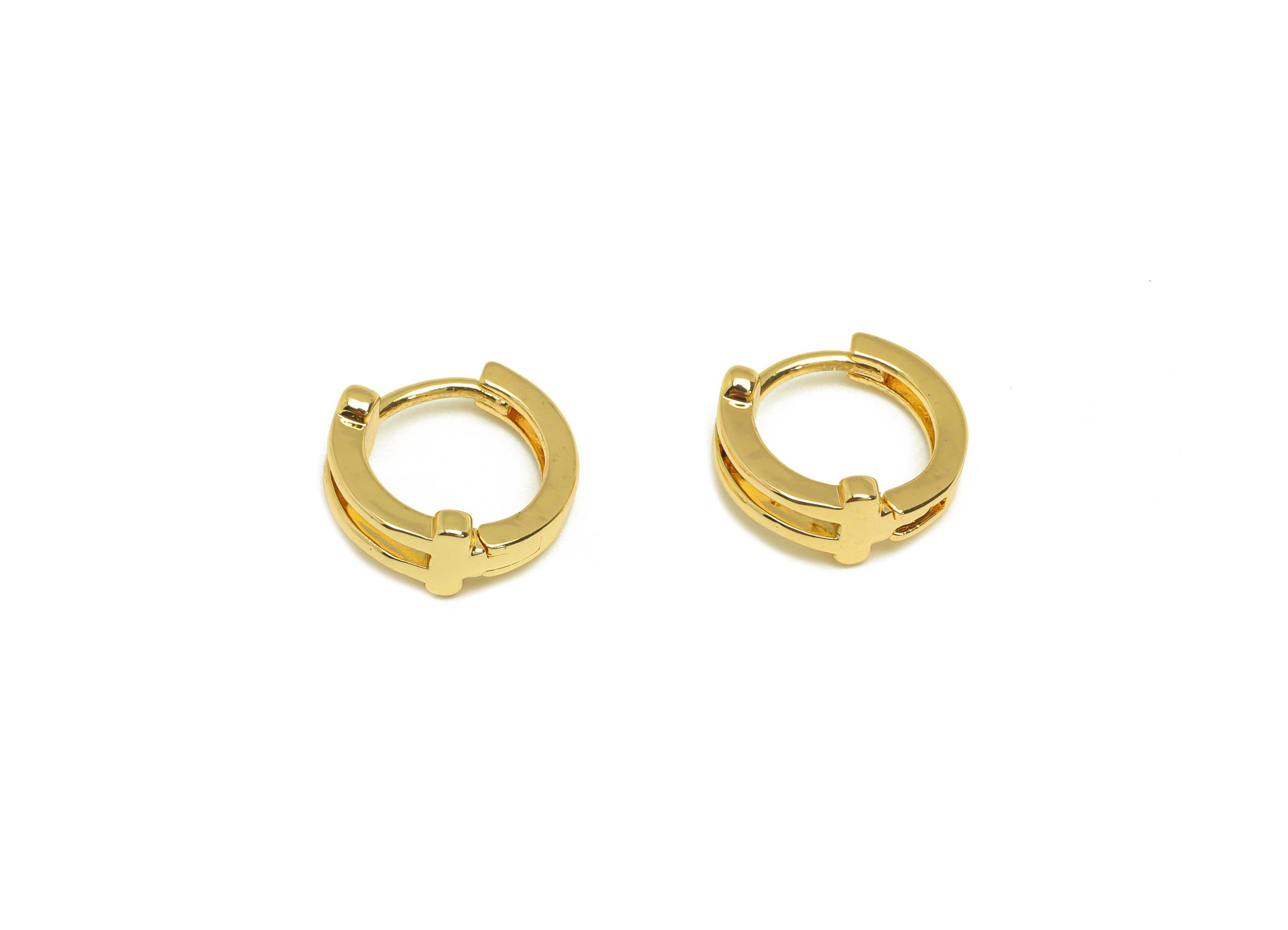 Brass Huggie Hoop Earring - Gold Minimalist Hoop Earring Clasp - Mini Round Hoop Earring - 18K Real Gold Plating -11.82x10.7x4.77mm- RGP7666 - DOMEDBAZAAR