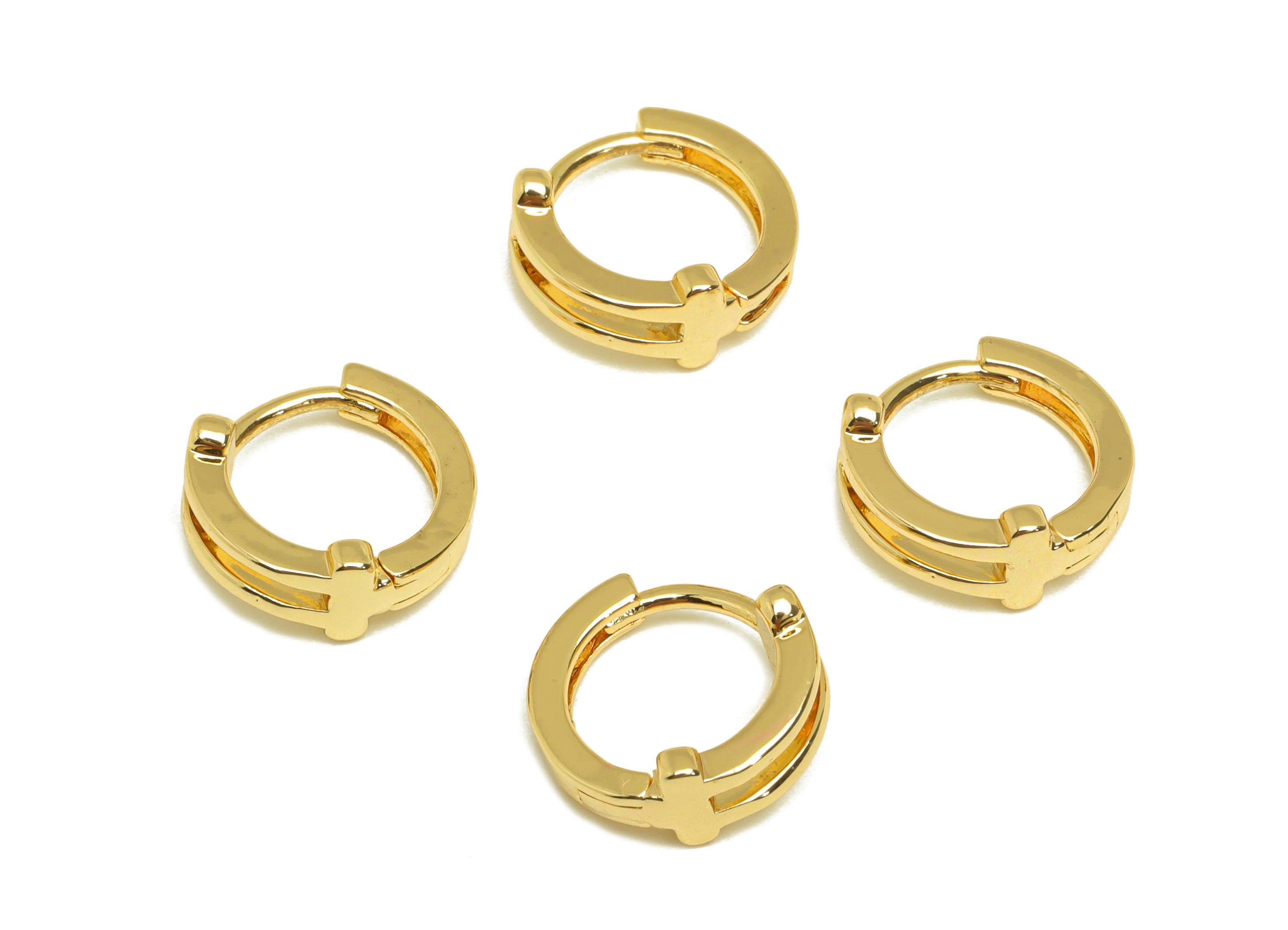 Brass Huggie Hoop Earring - Gold Minimalist Hoop Earring Clasp - Mini Round Hoop Earring - 18K Real Gold Plating -11.82x10.7x4.77mm- RGP7666 - DOMEDBAZAAR