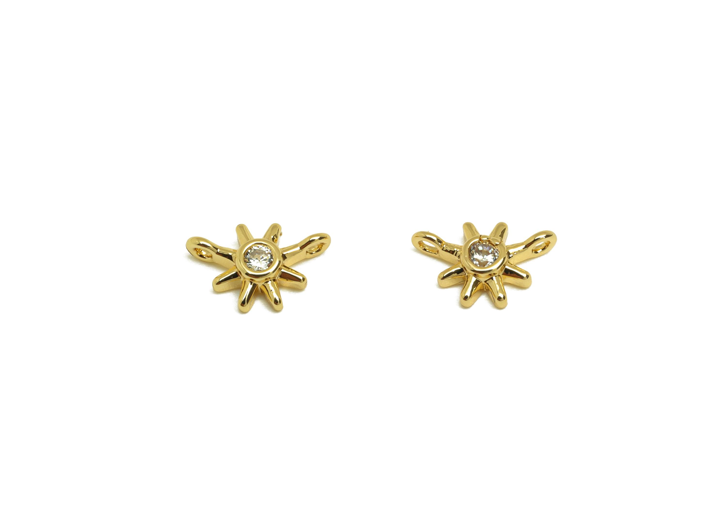 Brass Star Connector - Gold Cubic Zircon Mini Star Charm - Tiny Minimalist Star Connector - 18K Real Gold Plating - 8.83x5.8x2.24mm- RGP7681 - DOMEDBAZAAR