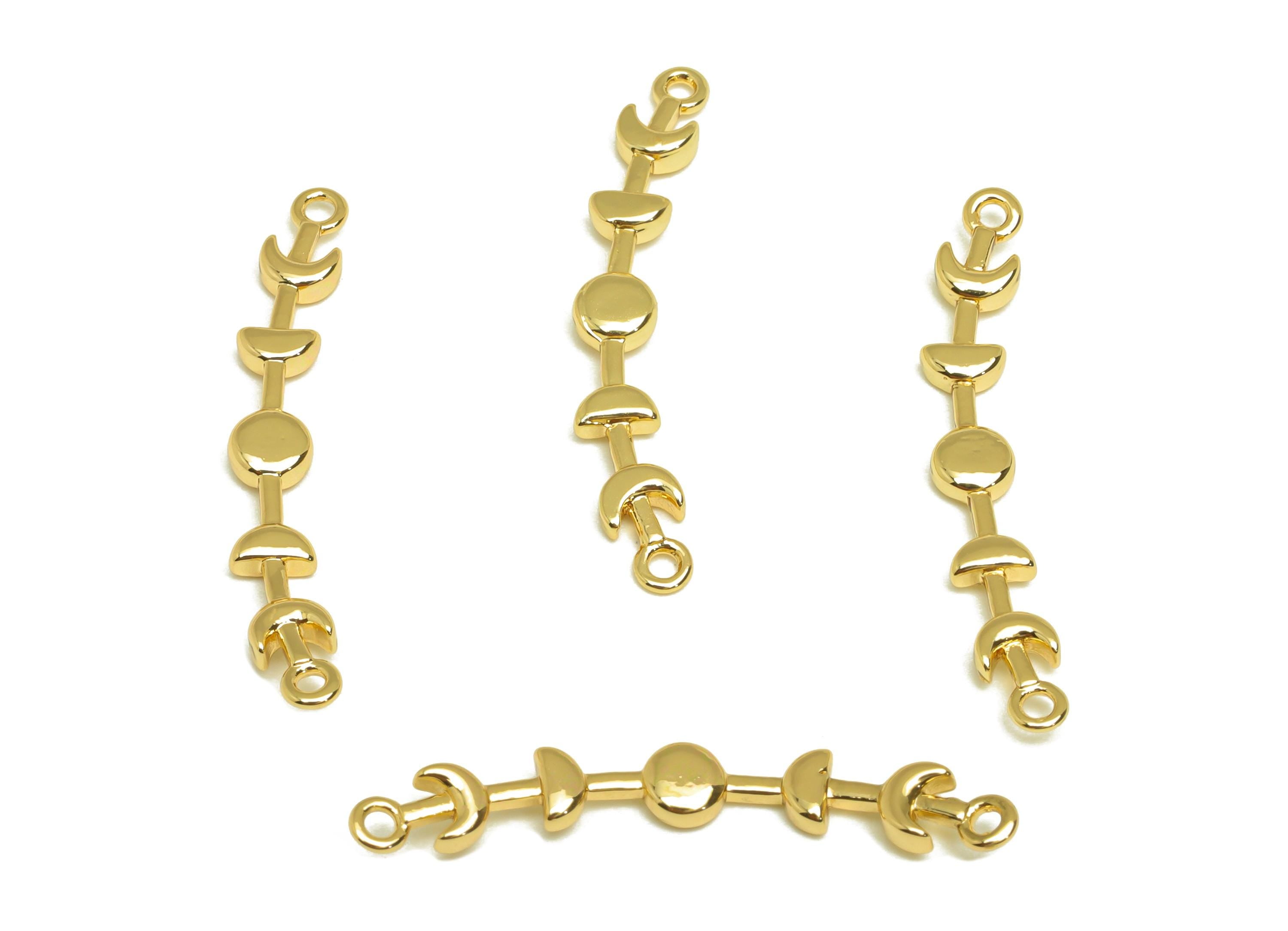 Brass Crescent Connector - Gold Curved Bar Half Moon Charm - Crescent Necklace Connector - 18K Real Gold Plating - 30x5.5x2.17mm - RGP7689 - DOMEDBAZAAR