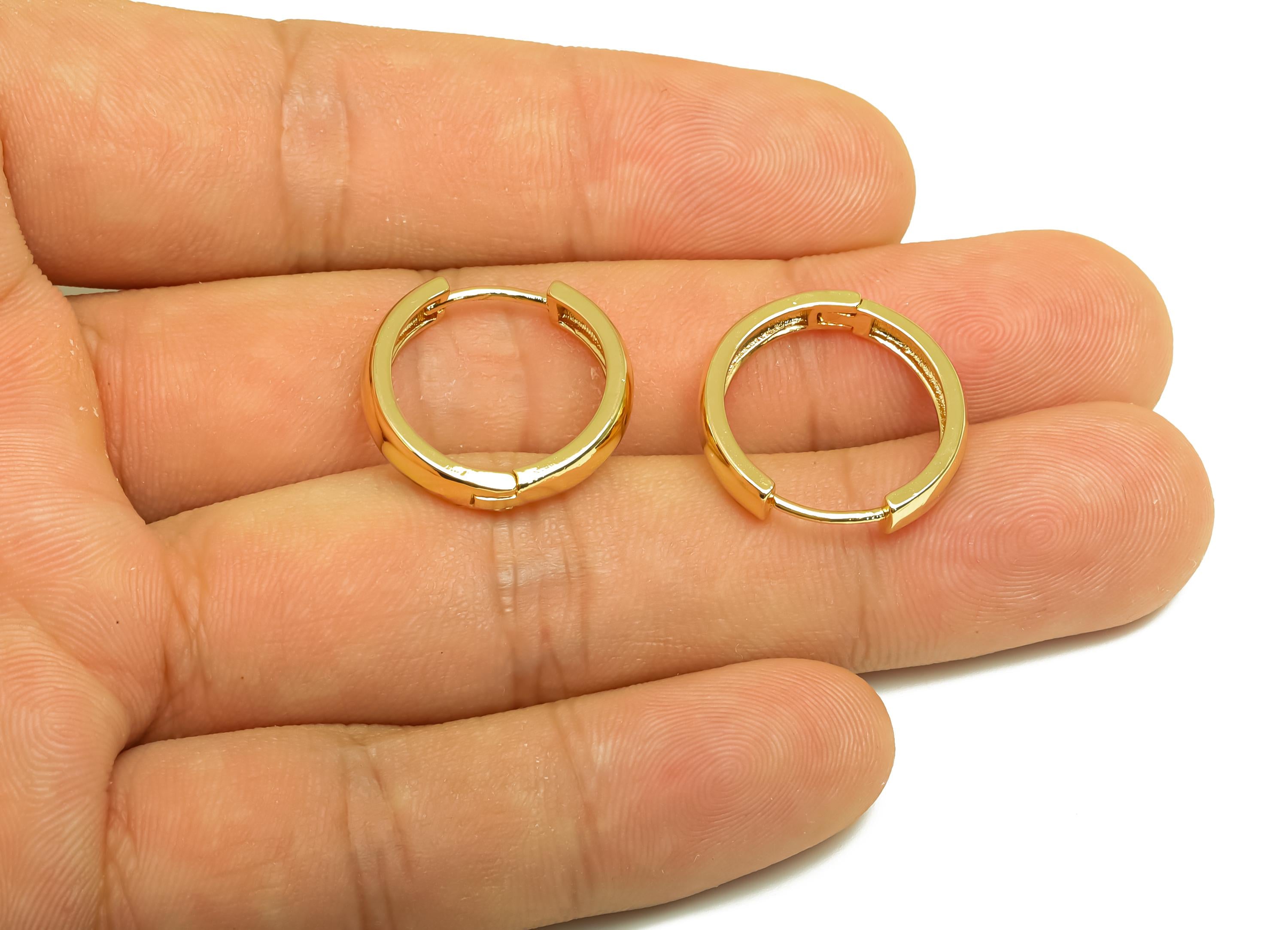 Brass Round Hoop Earring - Brass Hoop Huggie Earring - Brass Hoop Clasp Earring - 18K Real Gold Plating - 20.5x19.52x3.87mm - RGP8158 - DOMEDBAZAAR