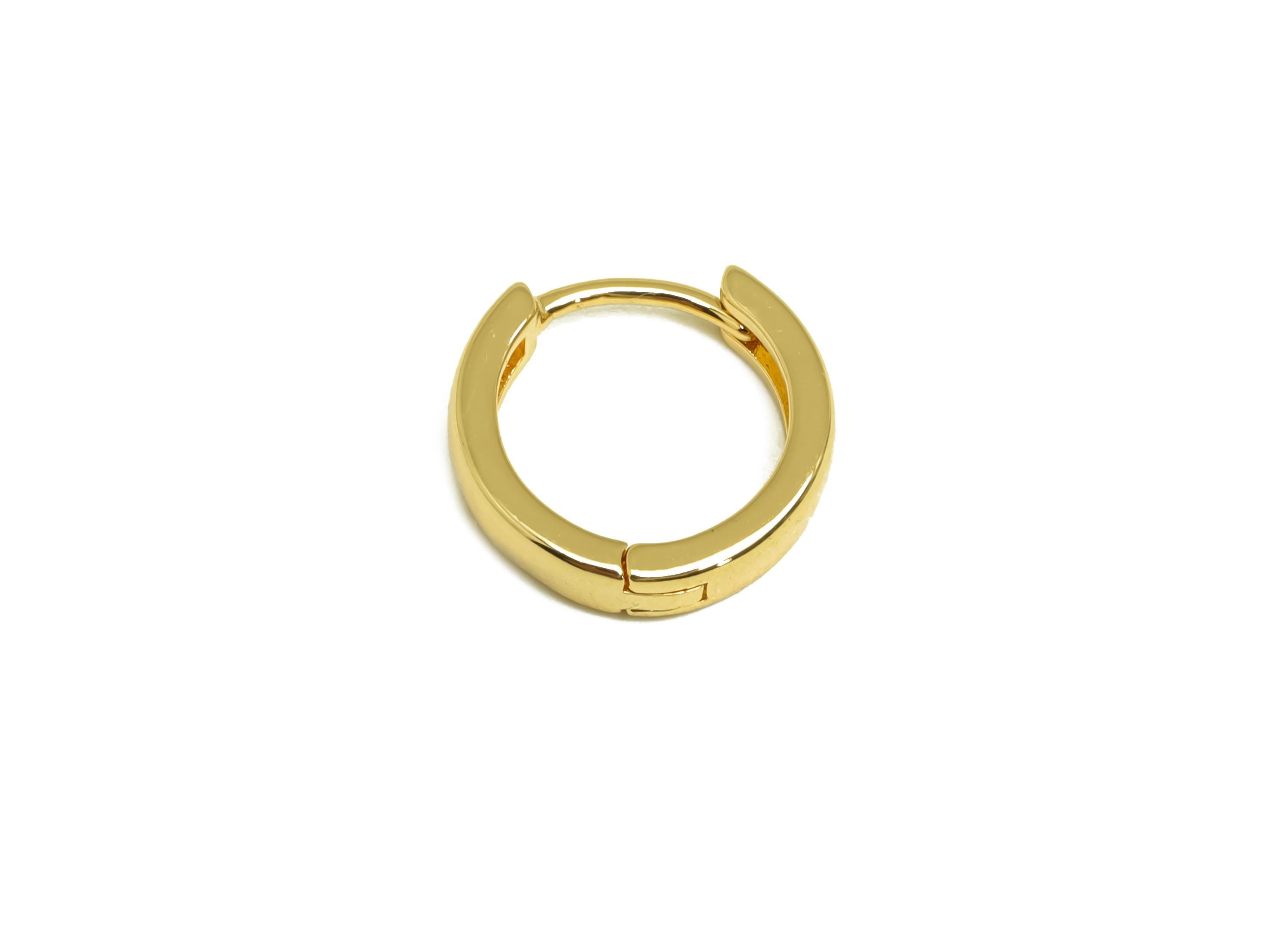 Brass Round Hoop Earring - Brass Hoop Huggie Earring - Geometry Hoop Clasp Earring - 18K Real Gold Plating - 14.58x14.47x3.32mm - RGP8157 - DOMEDBAZAAR