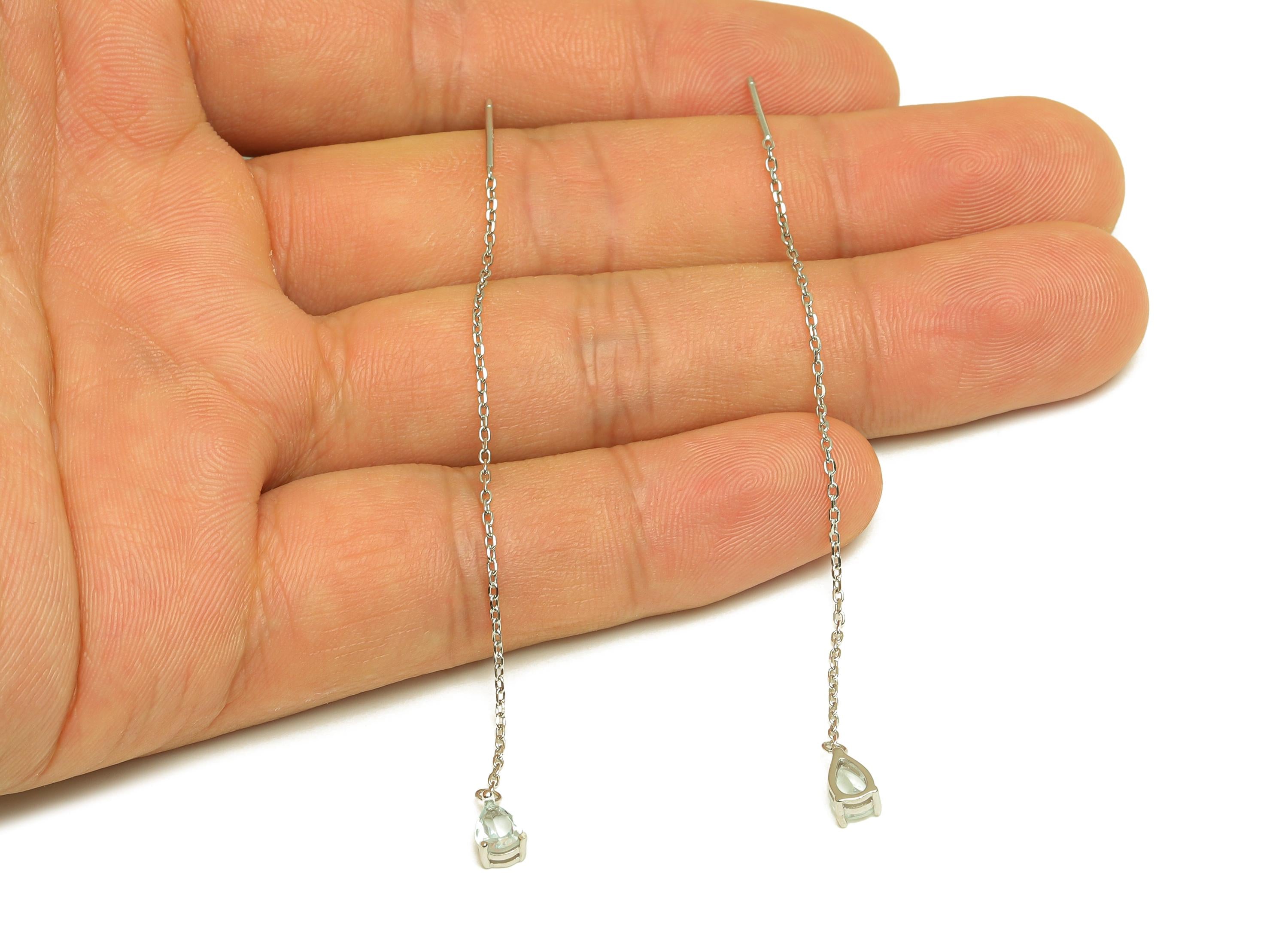 Prehnite Tassel Earring Post - Teardrop Silver Crystal Earring Post - Natural Stone Dangle Gemstone Earring Post - 86x3mm - RGP7345G - DOMEDBAZAAR