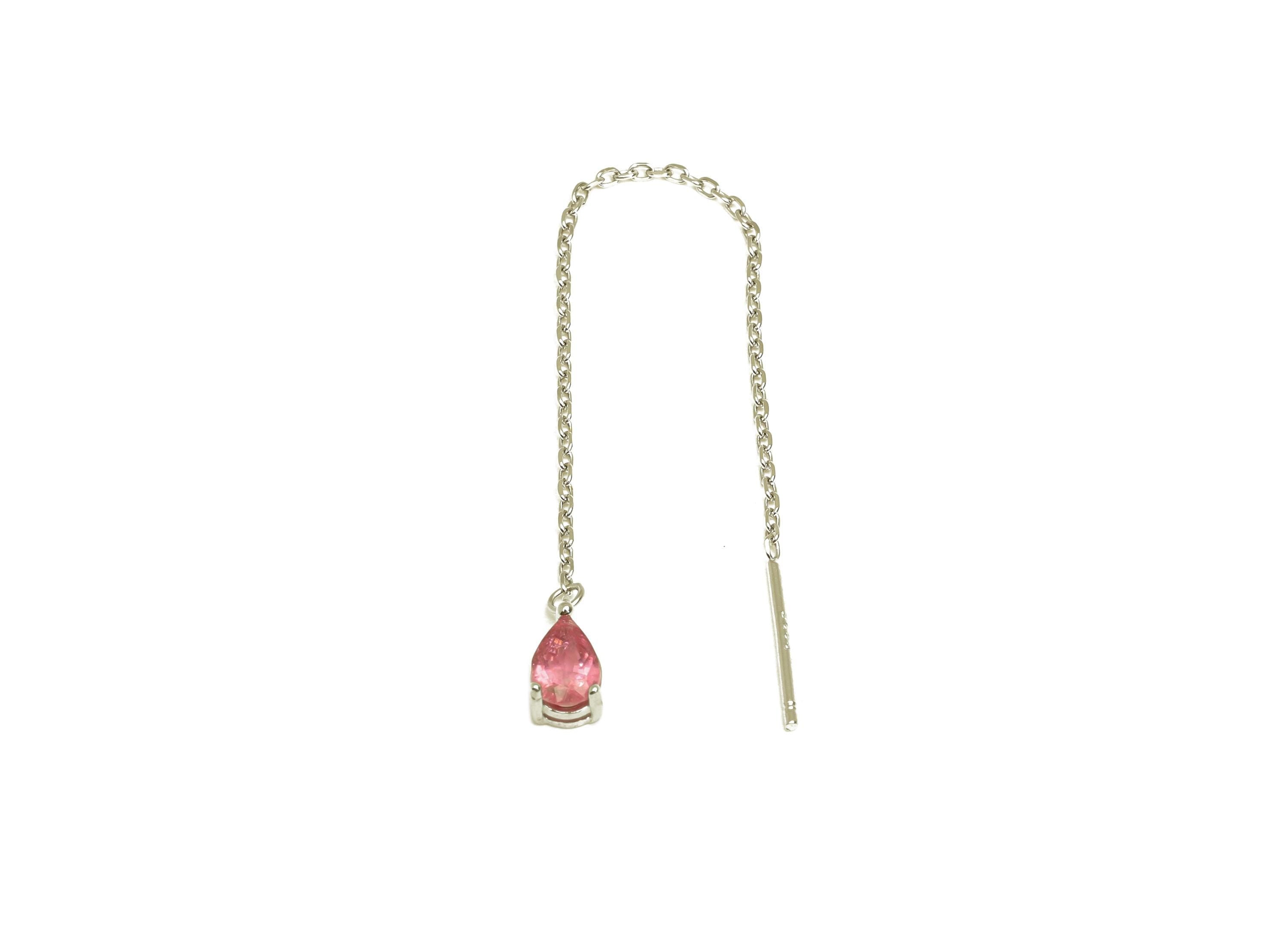 Tourmaline Tassel Earring Post - Teardrop Silver Crystal Earring Post - Natural Stone Dangle Gemstone Earring Post - 86x3mm - RGP7345D - DOMEDBAZAAR