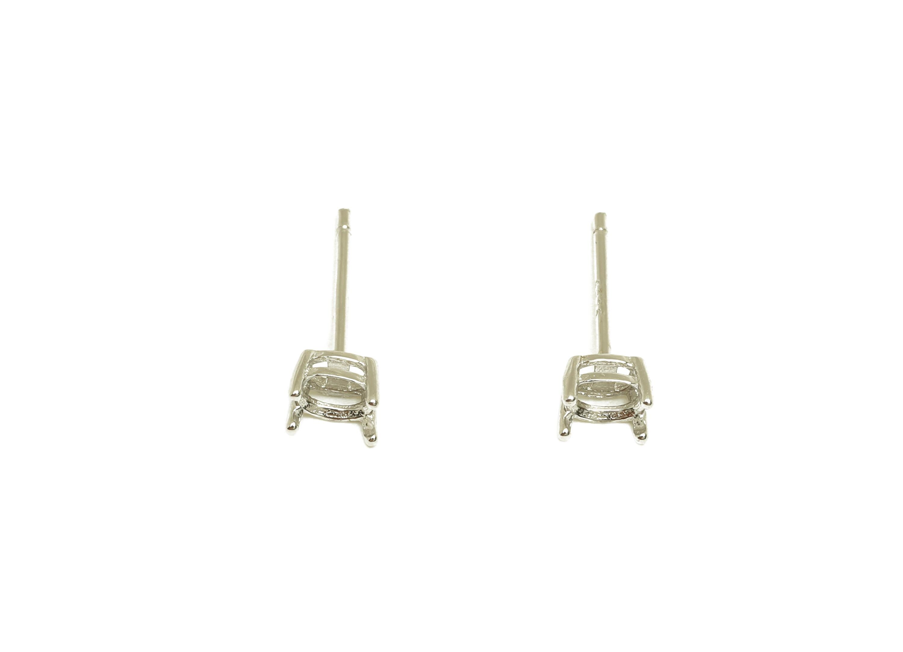 Silver Earring Post - Oval Silver Earring Post - Oval Earring Base Stud - For Diamond Base - Silver Earring Post - 14.64x4x0.64mm - RGP7346A - DOMEDBAZAAR