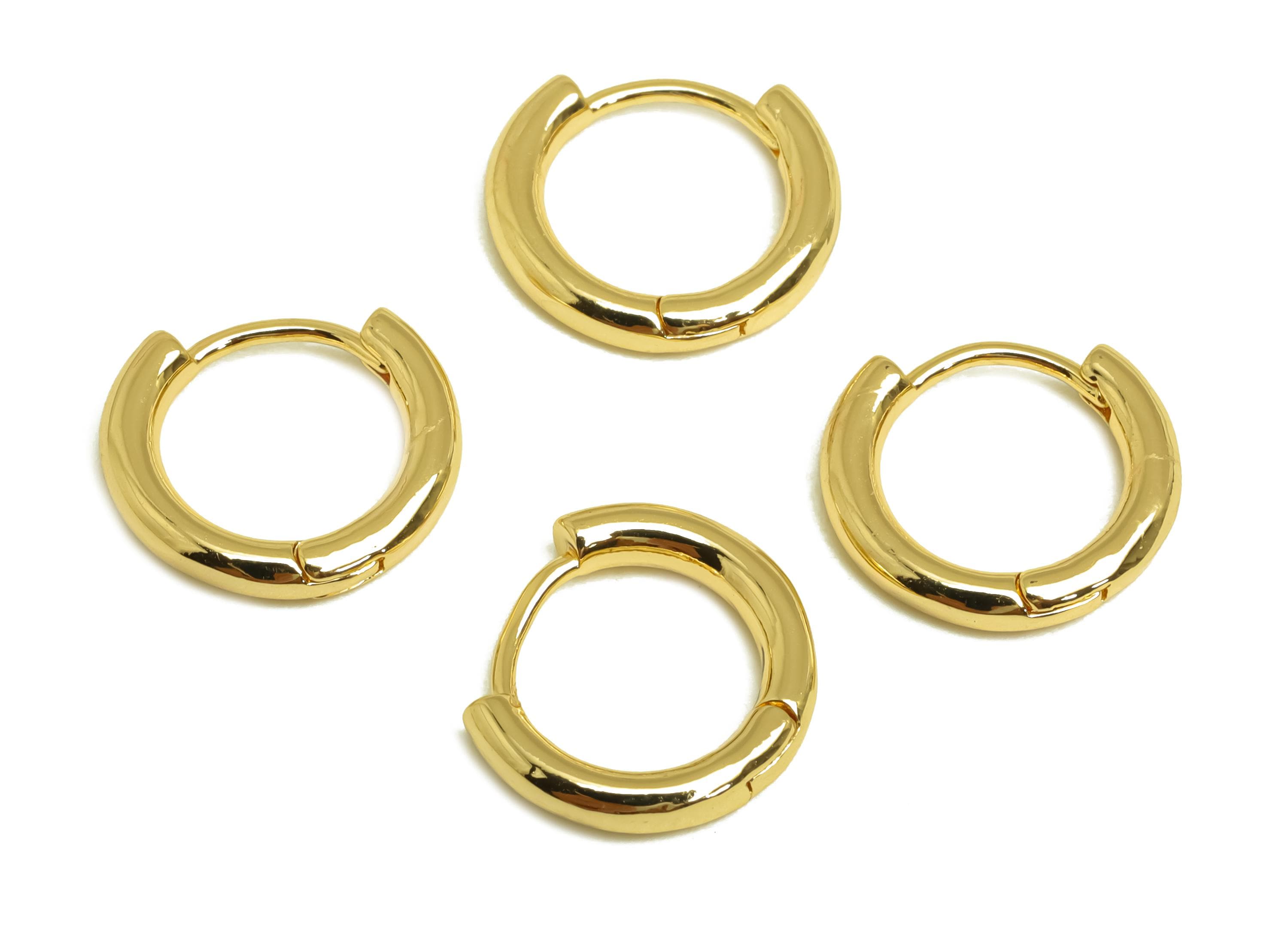 Brass Round Hoop Earring - Brass Hoop Huggie Earring - Brass Mini Hoop Earring - 18K Real Gold Plating - 11.9x10.7x2.12mm - RGP8150 - DOMEDBAZAAR