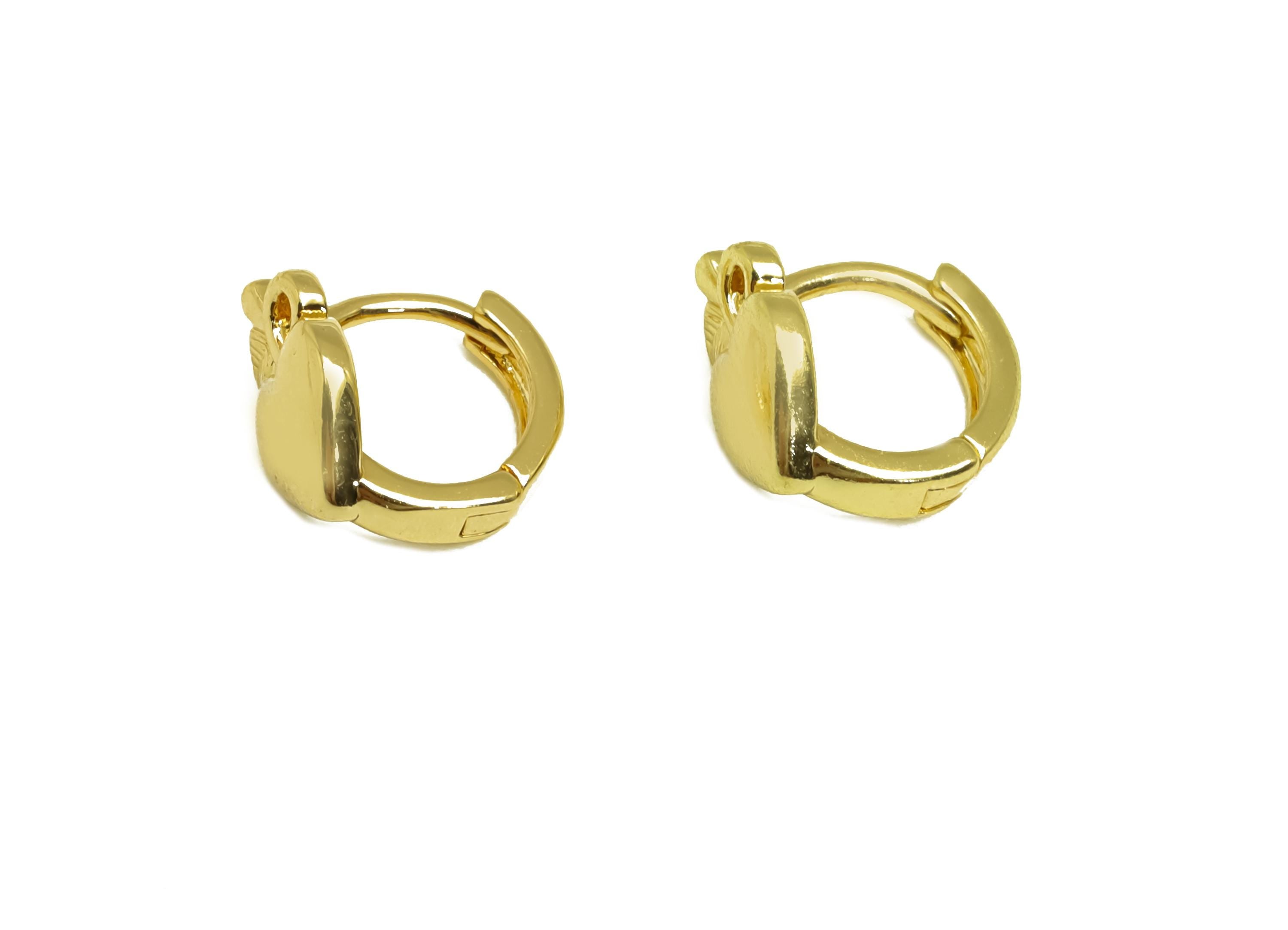 Brass Round Hoop Earring - Brass Apple Hoop Huggie Earring - Brass Mini Hoop Earring - 18K Real Gold Plating - 9.59x9.03x6.58mm - RGP8154 - DOMEDBAZAAR