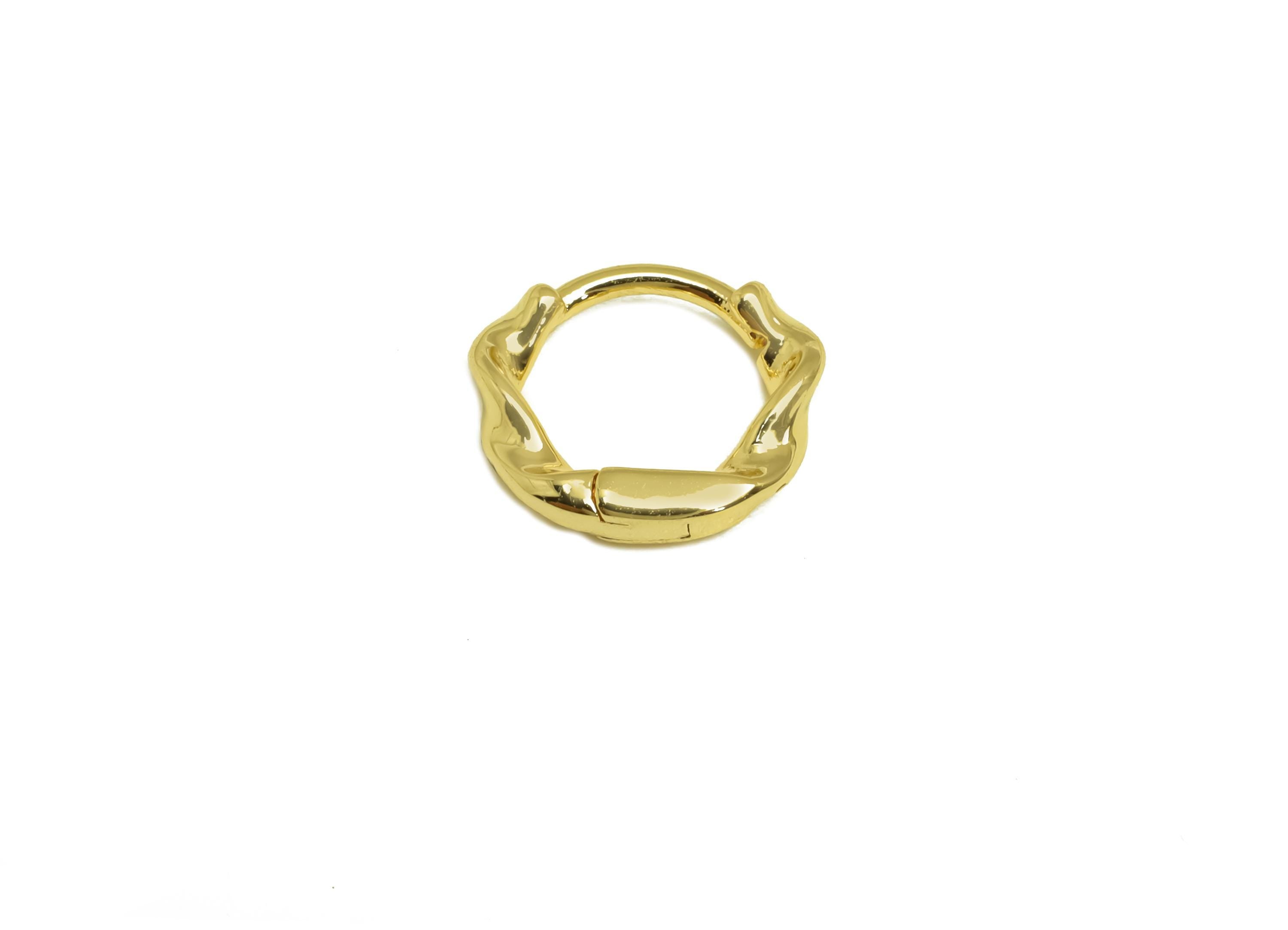 Brass Round Hoop Earring - Brass Curly Hoop Huggie Earring - Brass Mini Hoop Earring - 18K Real Gold Plating - 10.86x9.77x2.42mm - RGP8163 - DOMEDBAZAAR
