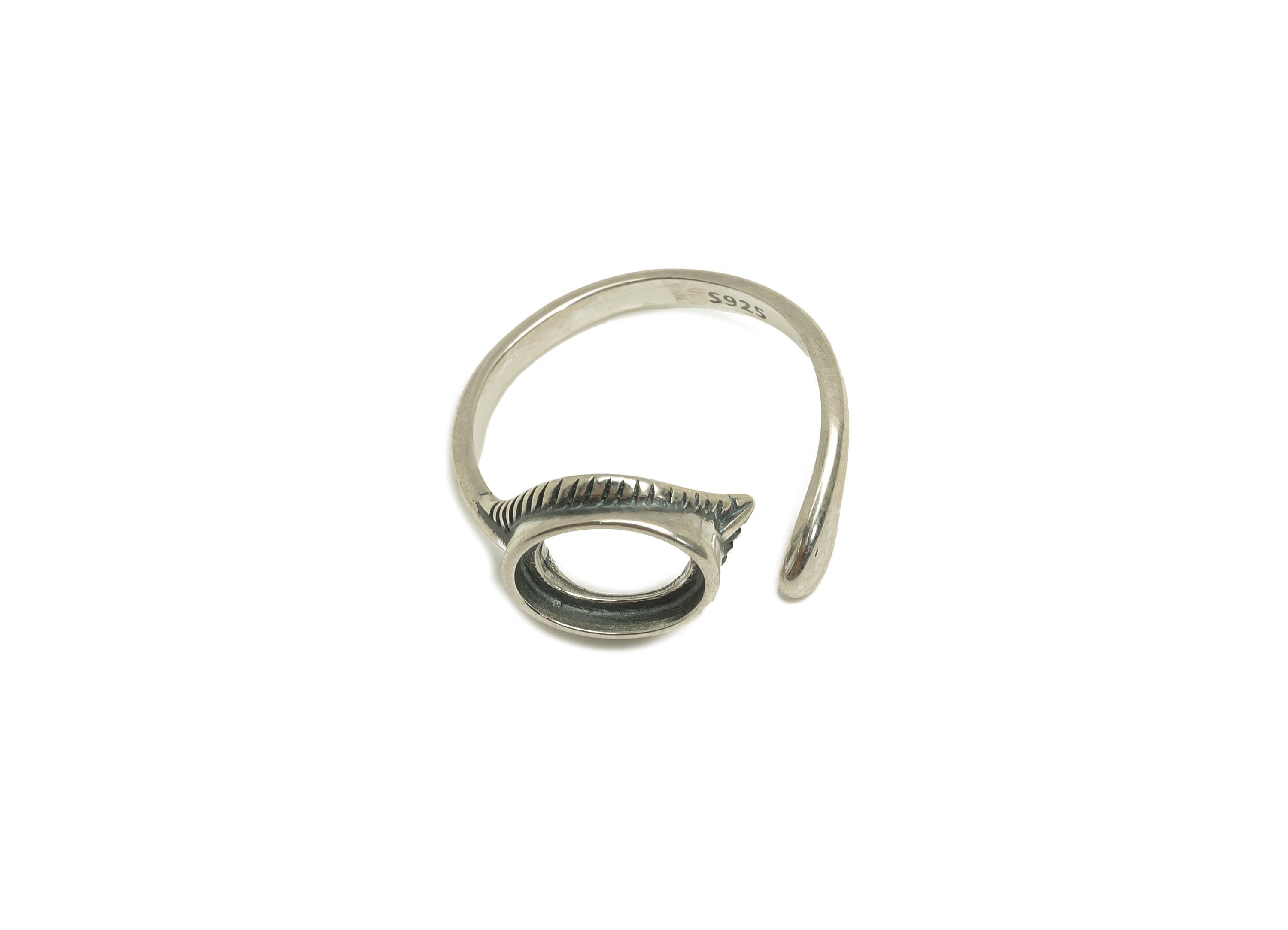 7x9mm Adjustable Oval Ring Setting - Silver Adjustable Ring - Textured Oval Ring - For Jewelry - 925 Silver Sterling Silver - RGP7400 - DOMEDBAZAAR