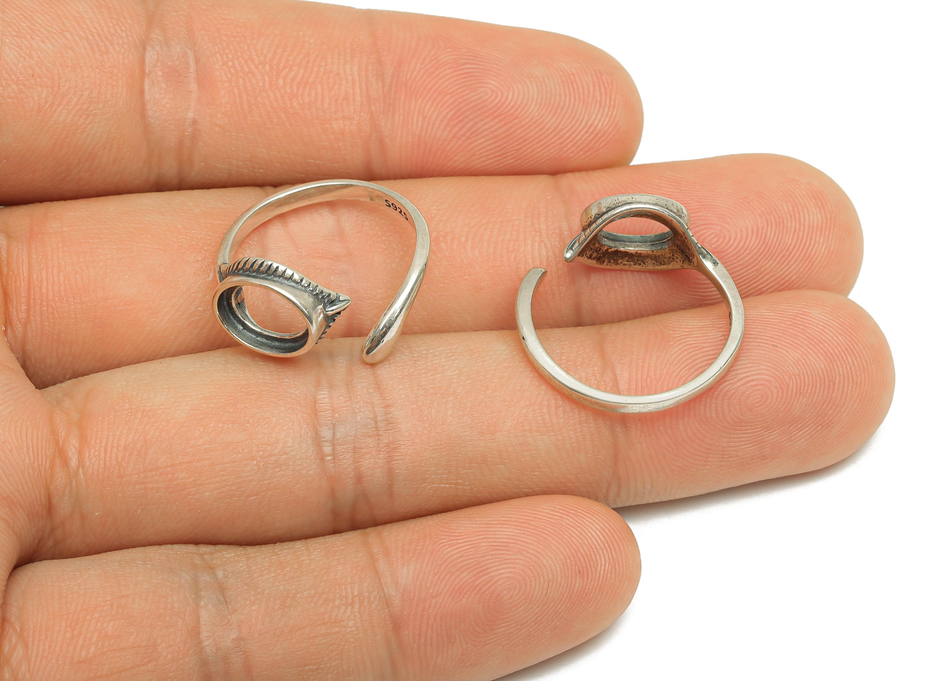7x9mm Adjustable Oval Ring Setting - Silver Adjustable Ring - Textured Oval Ring - For Jewelry - 925 Silver Sterling Silver - RGP7400 - DOMEDBAZAAR