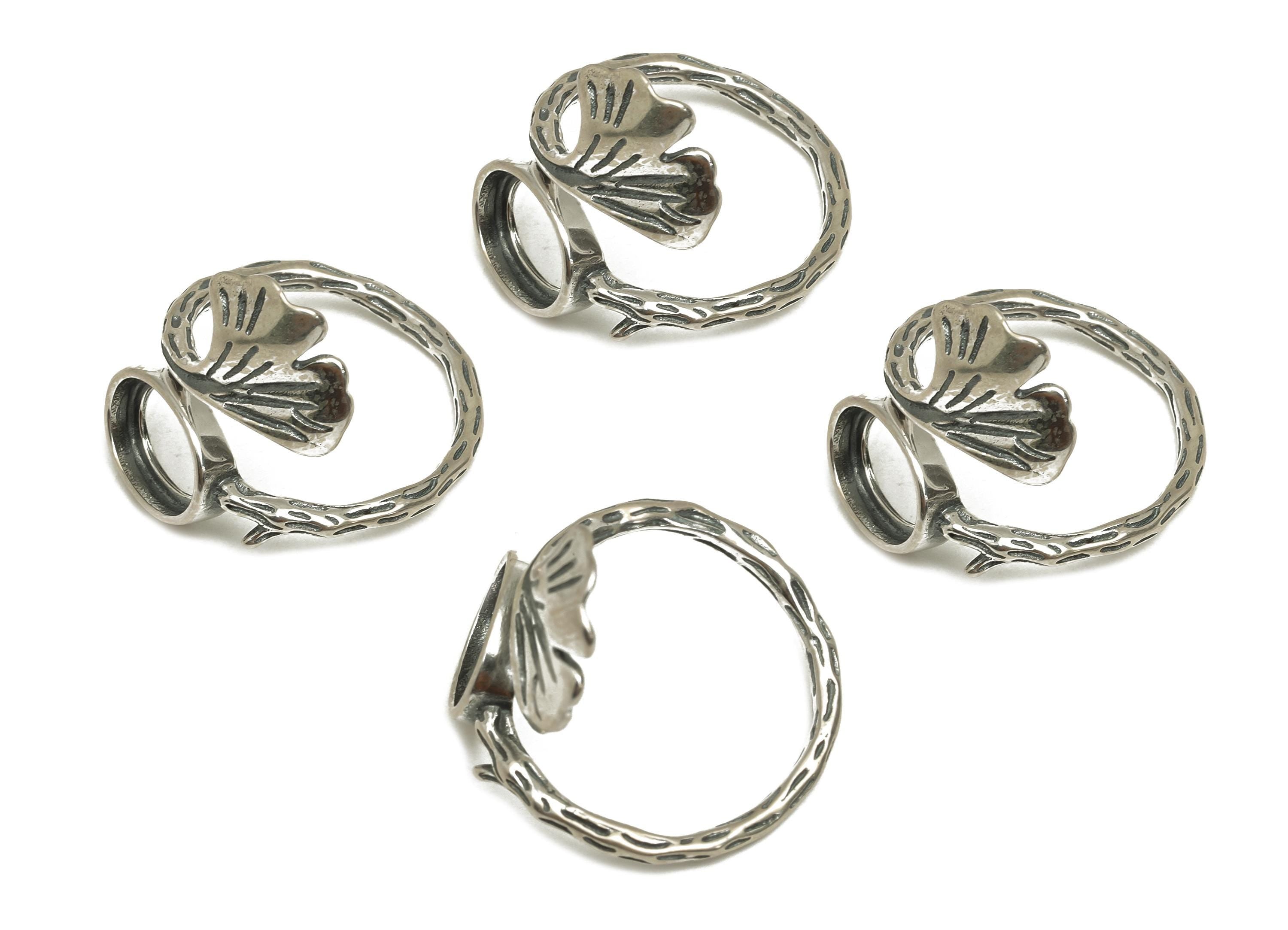 7x9mm Adjustable Oval Ring Setting Gingko Ring - Silver Adjustable Ring - Leaf Oval Ring - For Jewelry - 925 Silver Sterling - RGP7388 - DOMEDBAZAAR