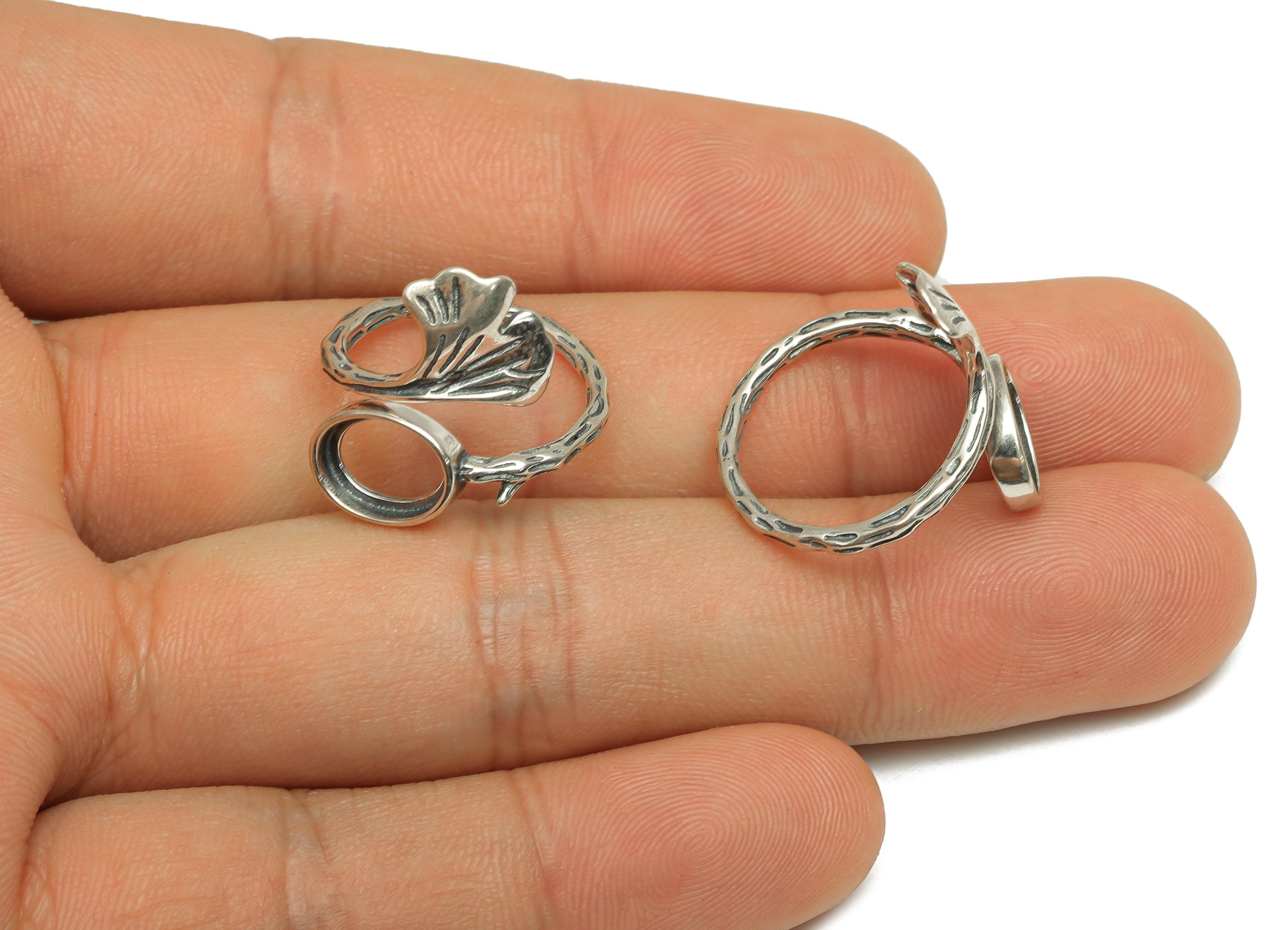 7x9mm Adjustable Oval Ring Setting Gingko Ring - Silver Adjustable Ring - Leaf Oval Ring - For Jewelry - 925 Silver Sterling - RGP7388 - DOMEDBAZAAR