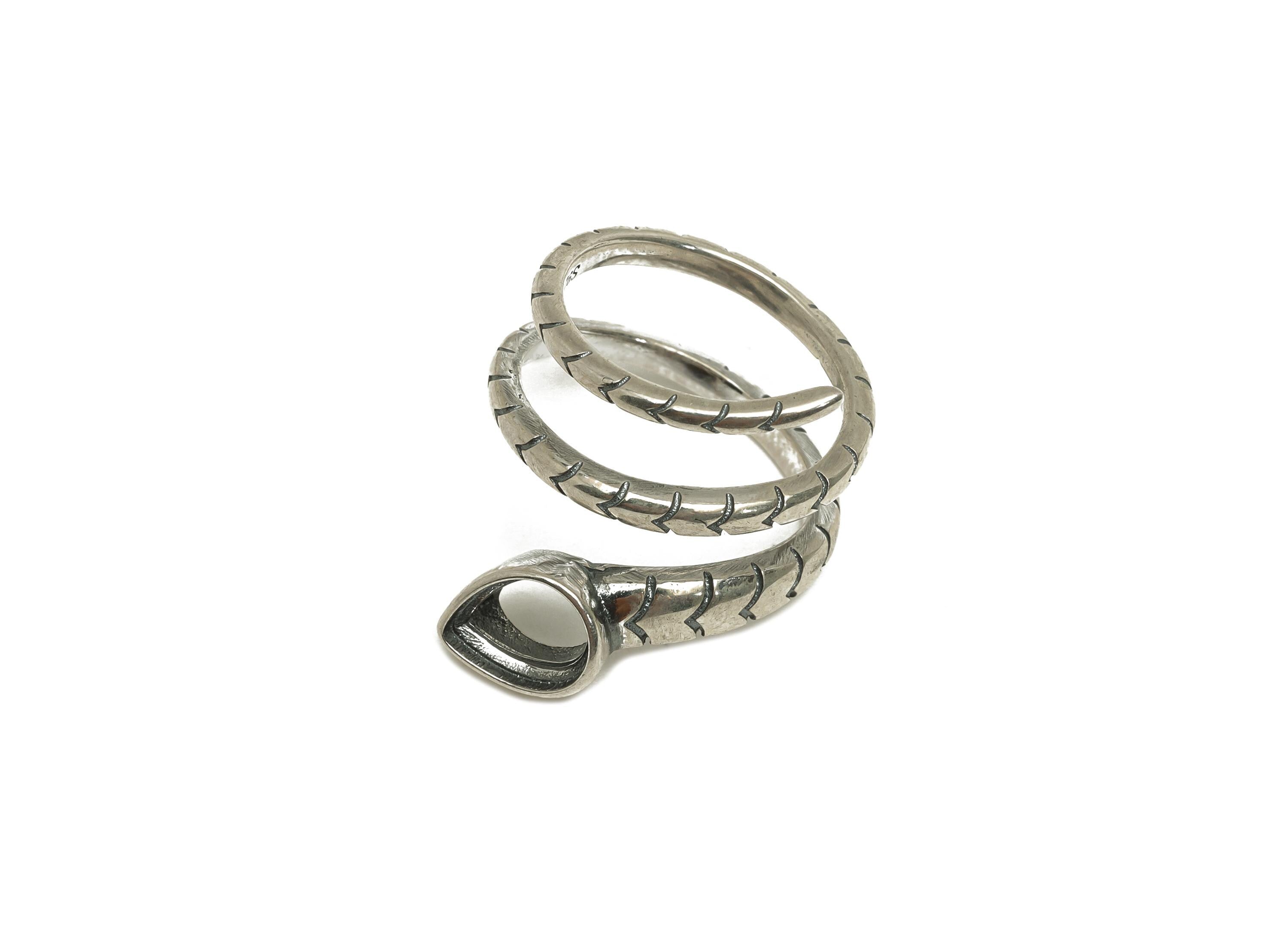 6X8mm Adjustable Drop Ring Setting - Silver Snake Adjustable Ring - Teardrop Ring - For Jewelry - 925 Silver Sterling Silver - RGP7397 - DOMEDBAZAAR