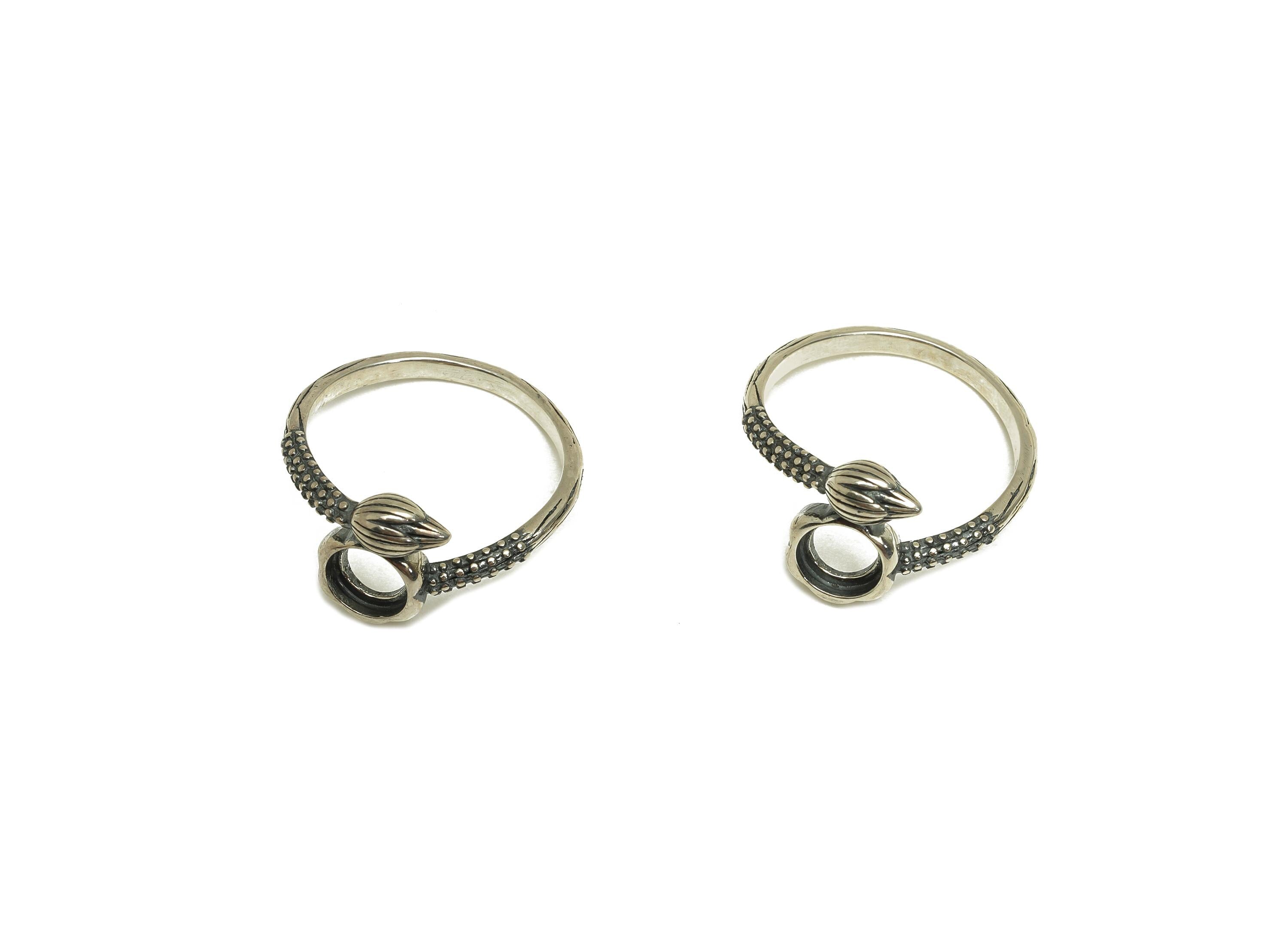 5.5mm Adjustable Round Ring Setting - Lotus bud Adjustable Ring - Textured Vintage Ring - For Jewelry - 925 Silver Sterling Silver - RGP7382 - DOMEDBAZAAR