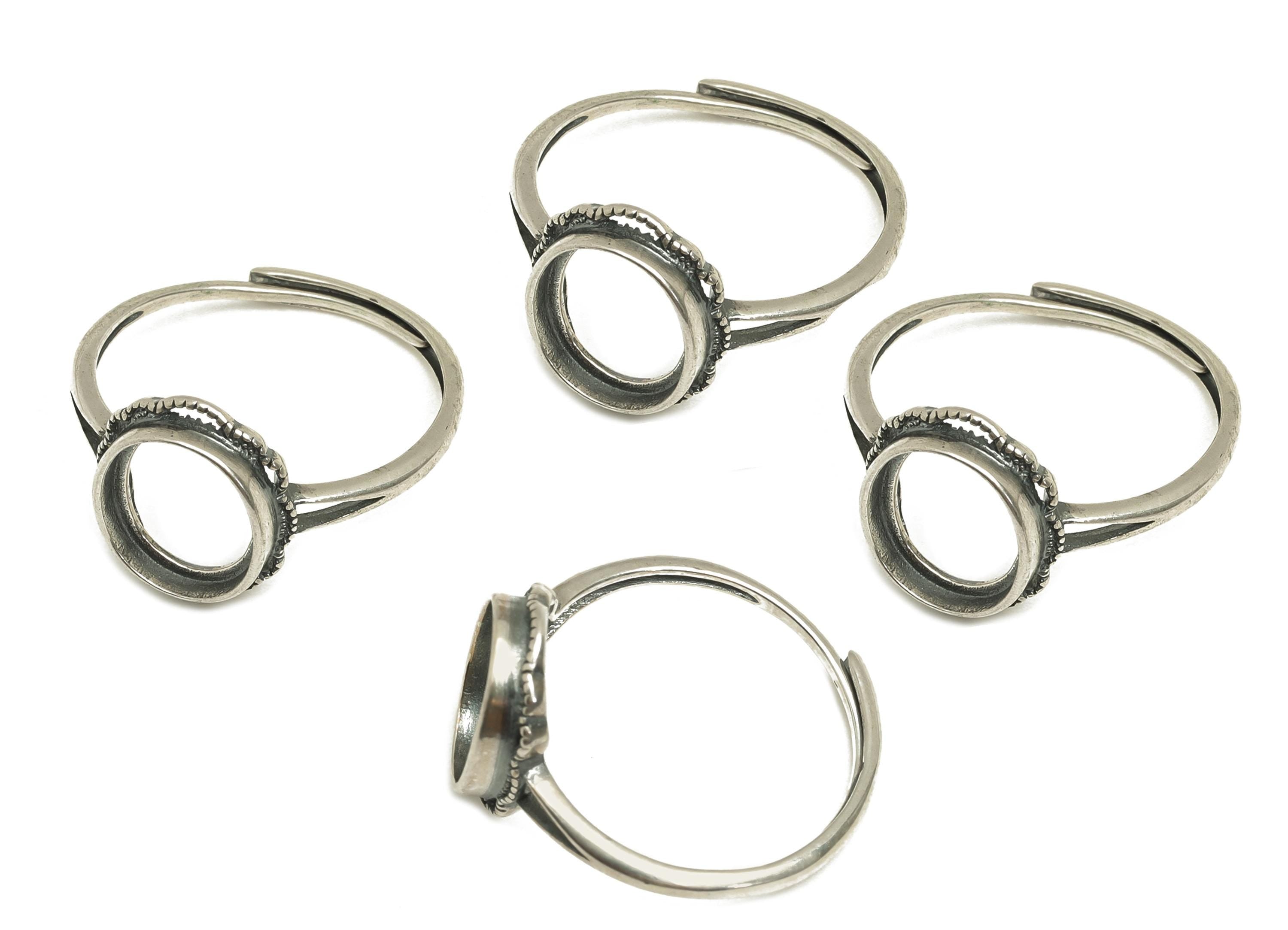 8X10mm Adjustable Oval Ring Setting - Lace Adjustable Ring - Textured Oval Ring - For Jewelry - 925 Silver Sterling Silver - RGP7392 - DOMEDBAZAAR