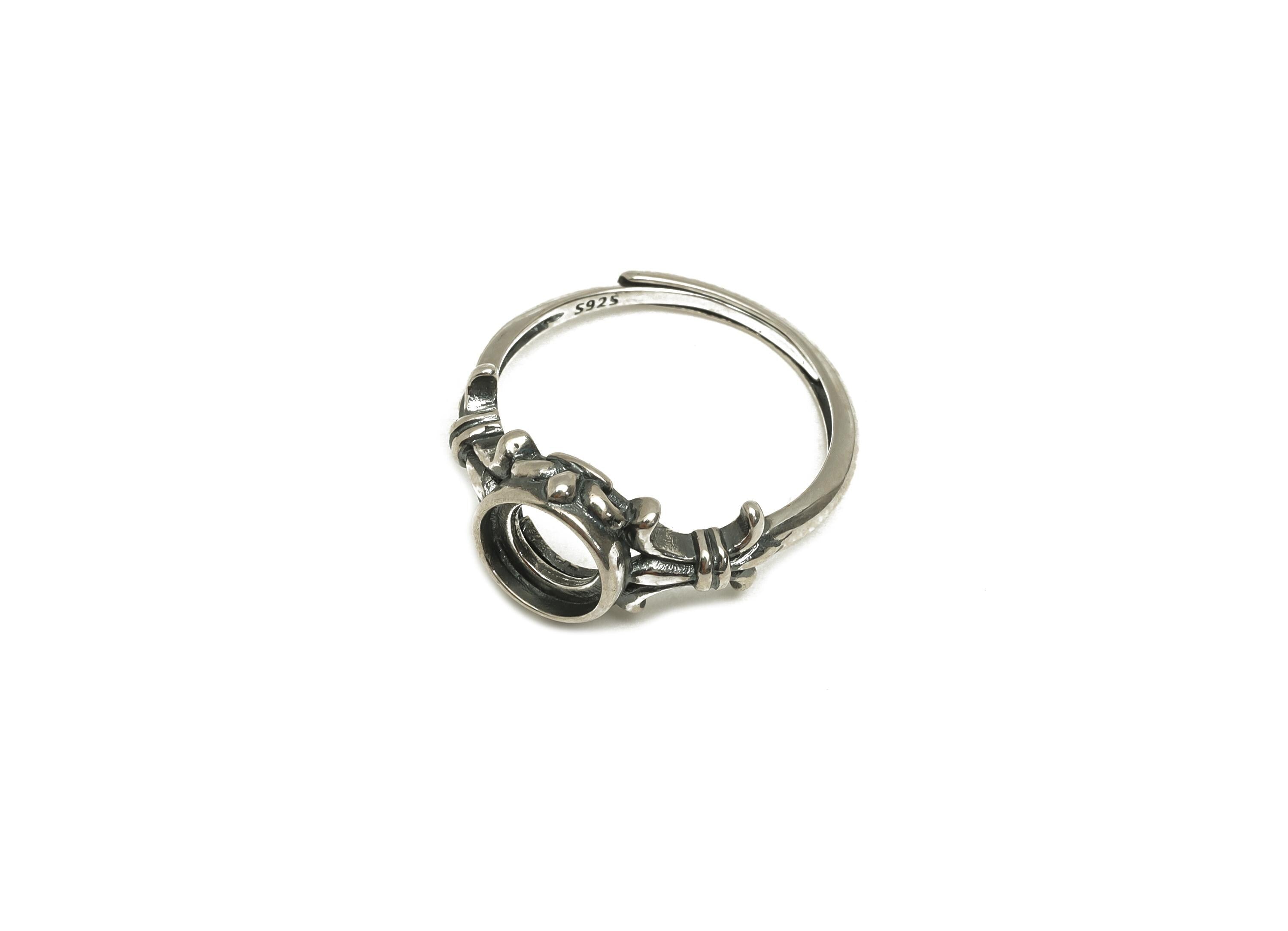 7mm Adjustable Round Ring Setting - Round Adjustable Ring - Hoop Vintage Ring - For Jewelry - 925 Silver Sterling Silver - RGP7394 - DOMEDBAZAAR