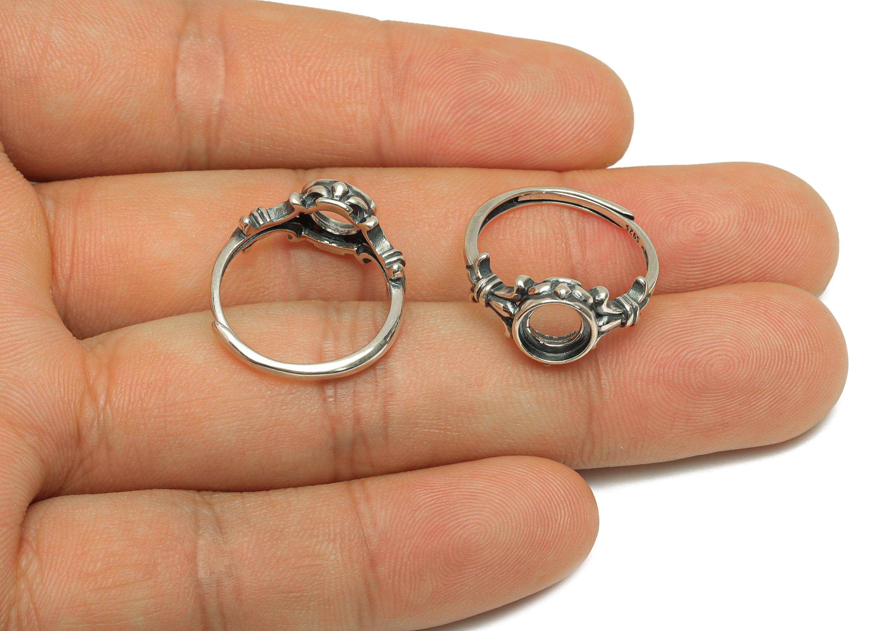 7mm Adjustable Round Ring Setting - Round Adjustable Ring - Hoop Vintage Ring - For Jewelry - 925 Silver Sterling Silver - RGP7394 - DOMEDBAZAAR