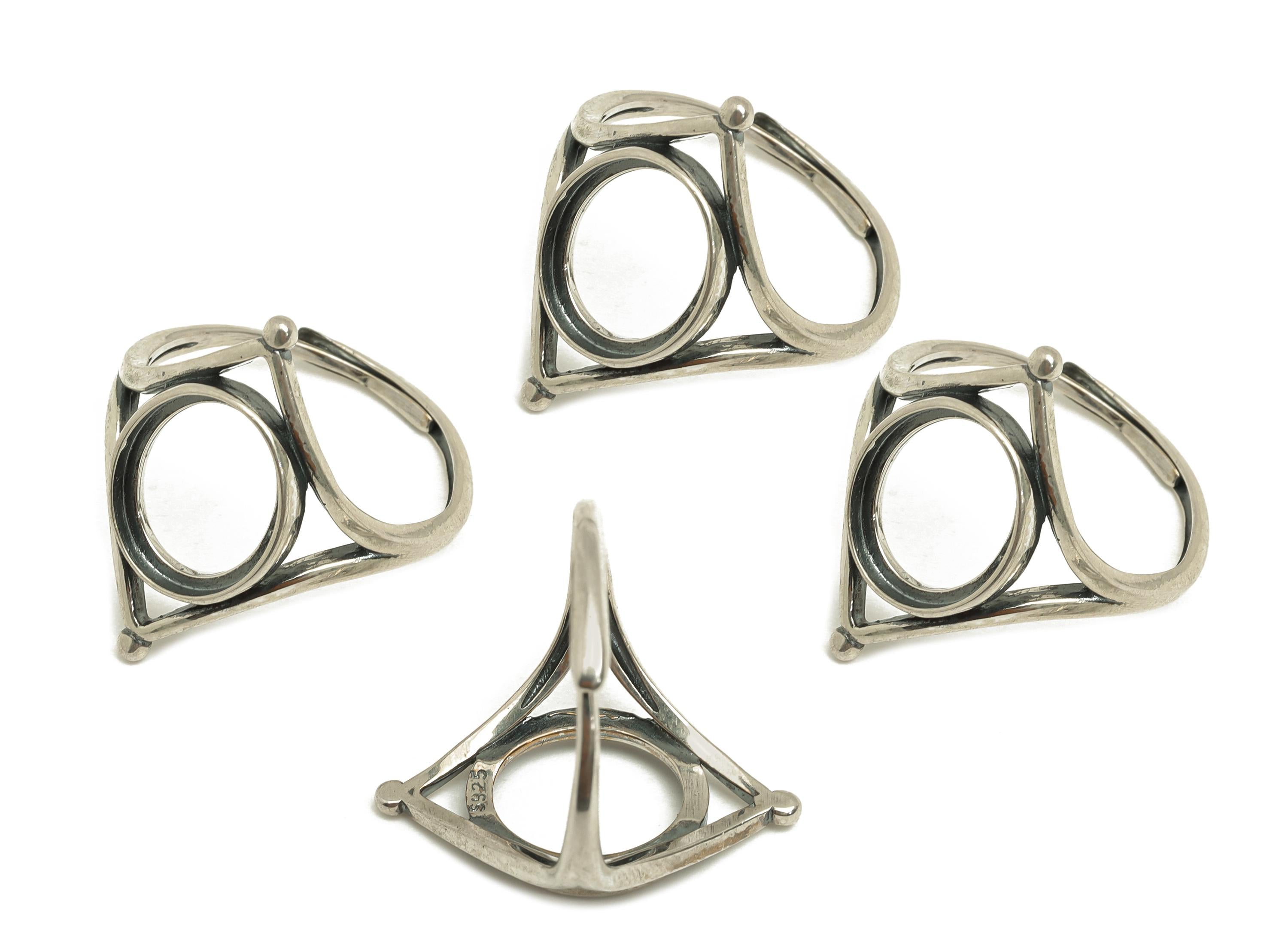 10X12mm Adjustable Oval Ring Setting - Diamond Adjustable Ring - Hoop Rhombic Ring - For Jewelry - 925 Silver Sterling Silver - RGP7391 - DOMEDBAZAAR