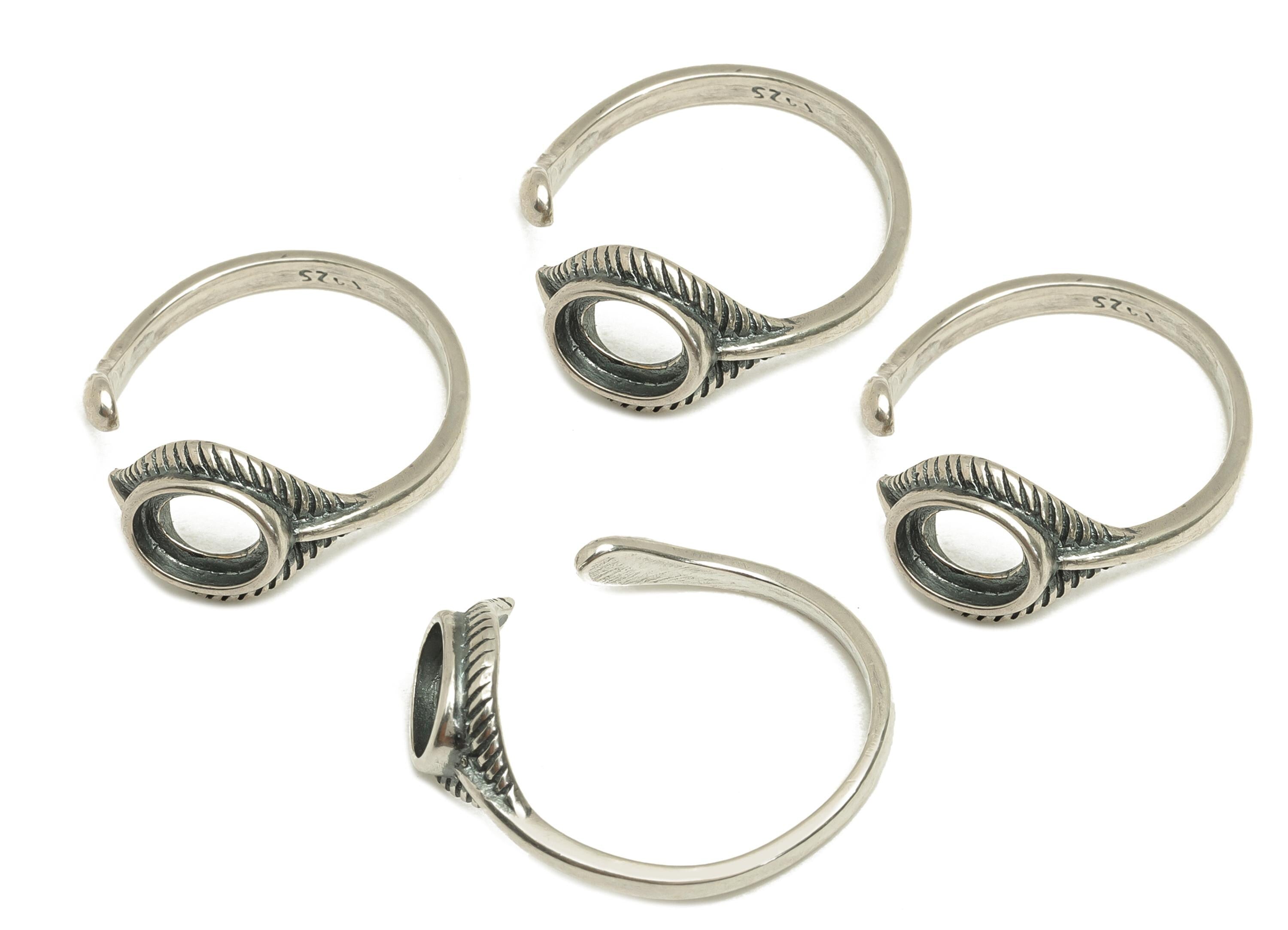 5X7mm Adjustable Oval Ring Setting - Silver Adjustable Ring - Textured Oval Ring - For Jewelry - 925 Silver Sterling Silver - RGP7395 - DOMEDBAZAAR