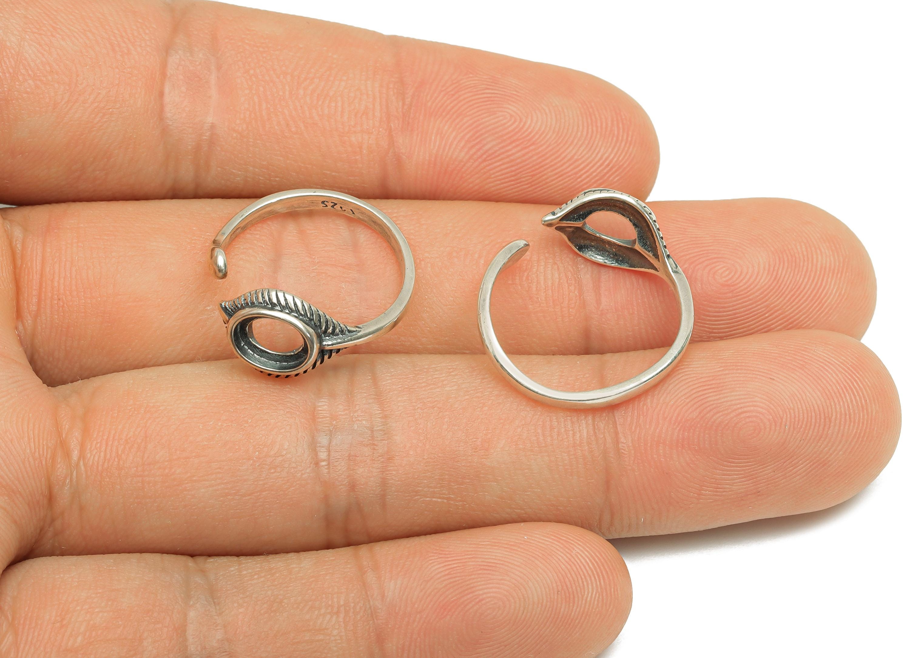 6x8mm Adjustable Oval Ring Setting - Silver Adjustable Ring - Textured Oval Ring - For Jewelry - 925 Silver Sterling Silver - RGP7413 - DOMEDBAZAAR