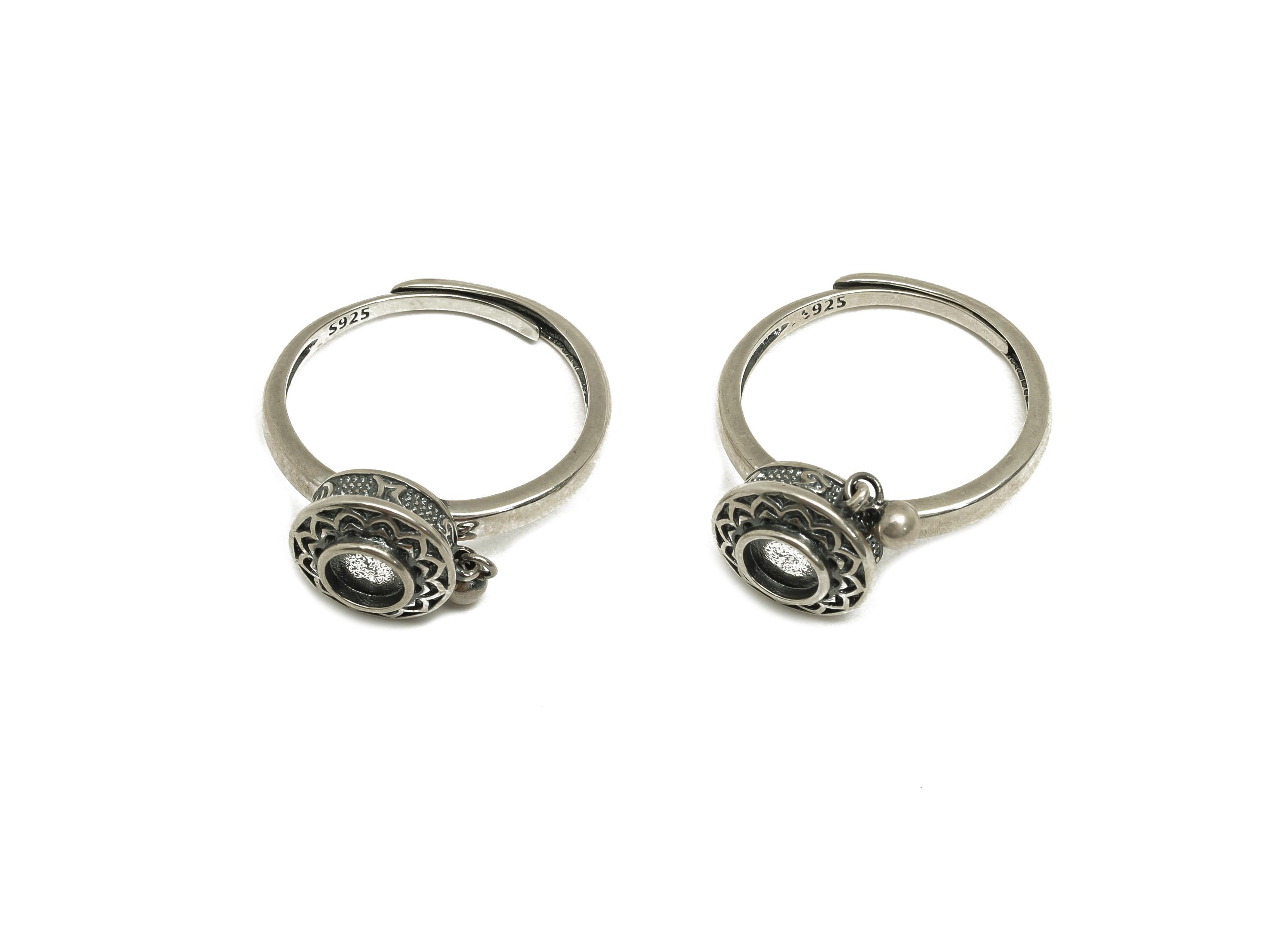 5mm Adjustable Ring Setting Spinner- Spinner Stress Ring - Textured Turning Hoop Ring - For Jewelry - 925 Silver Sterling Silver - RGP7405 - DOMEDBAZAAR