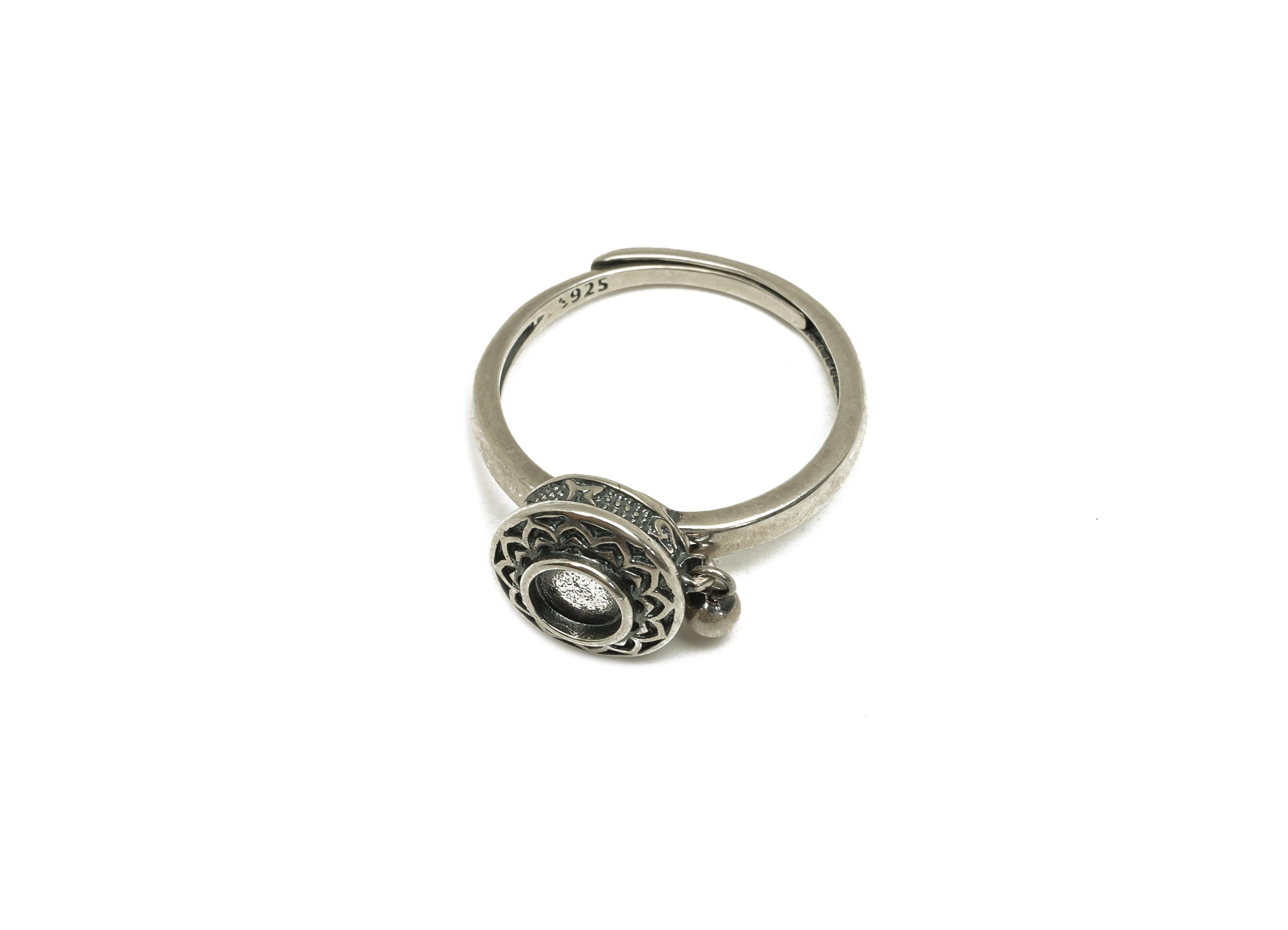 5mm Adjustable Ring Setting Spinner- Spinner Stress Ring - Textured Turning Hoop Ring - For Jewelry - 925 Silver Sterling Silver - RGP7405 - DOMEDBAZAAR