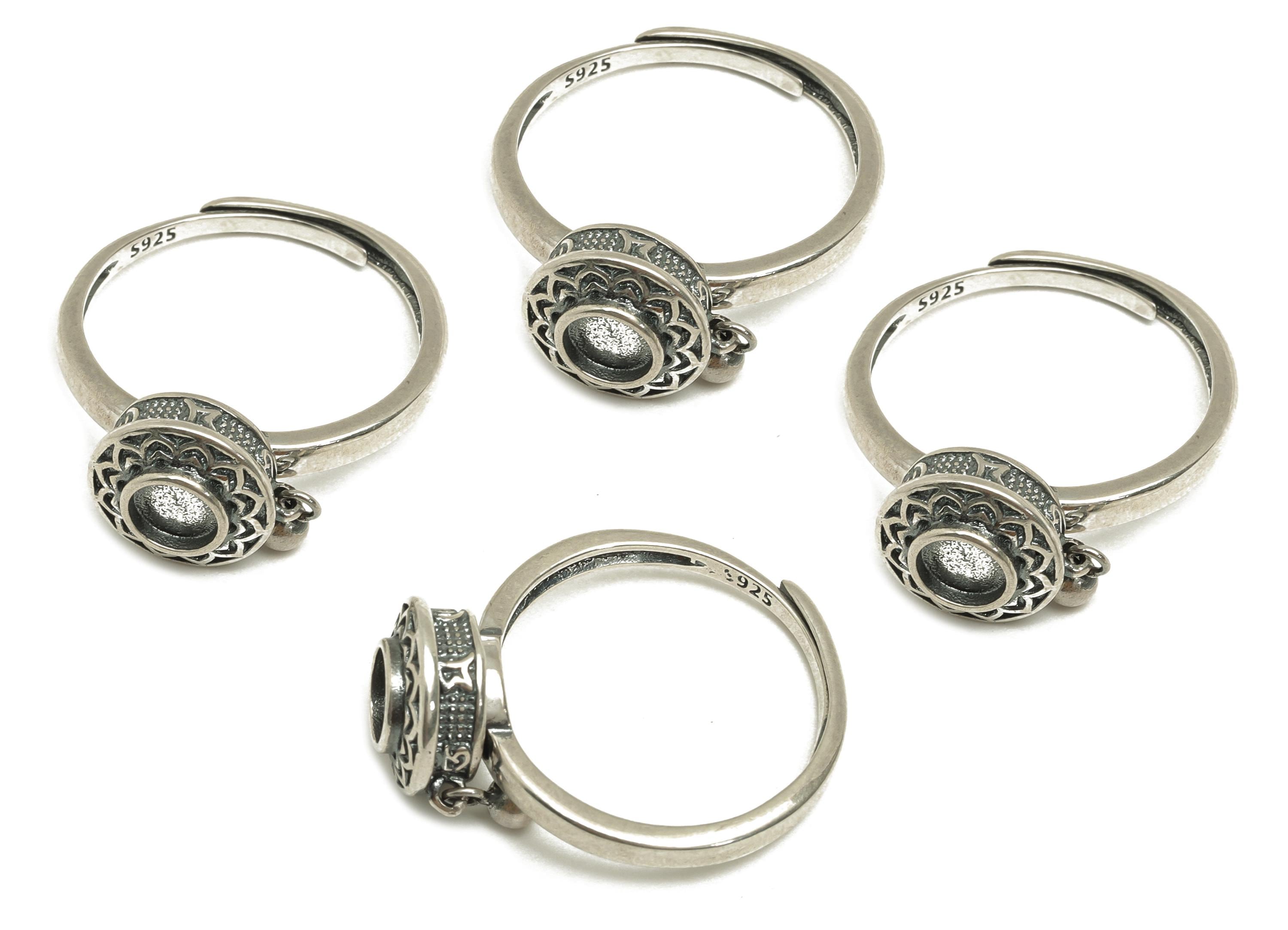 5mm Adjustable Ring Setting Spinner- Spinner Stress Ring - Textured Turning Hoop Ring - For Jewelry - 925 Silver Sterling Silver - RGP7405 - DOMEDBAZAAR