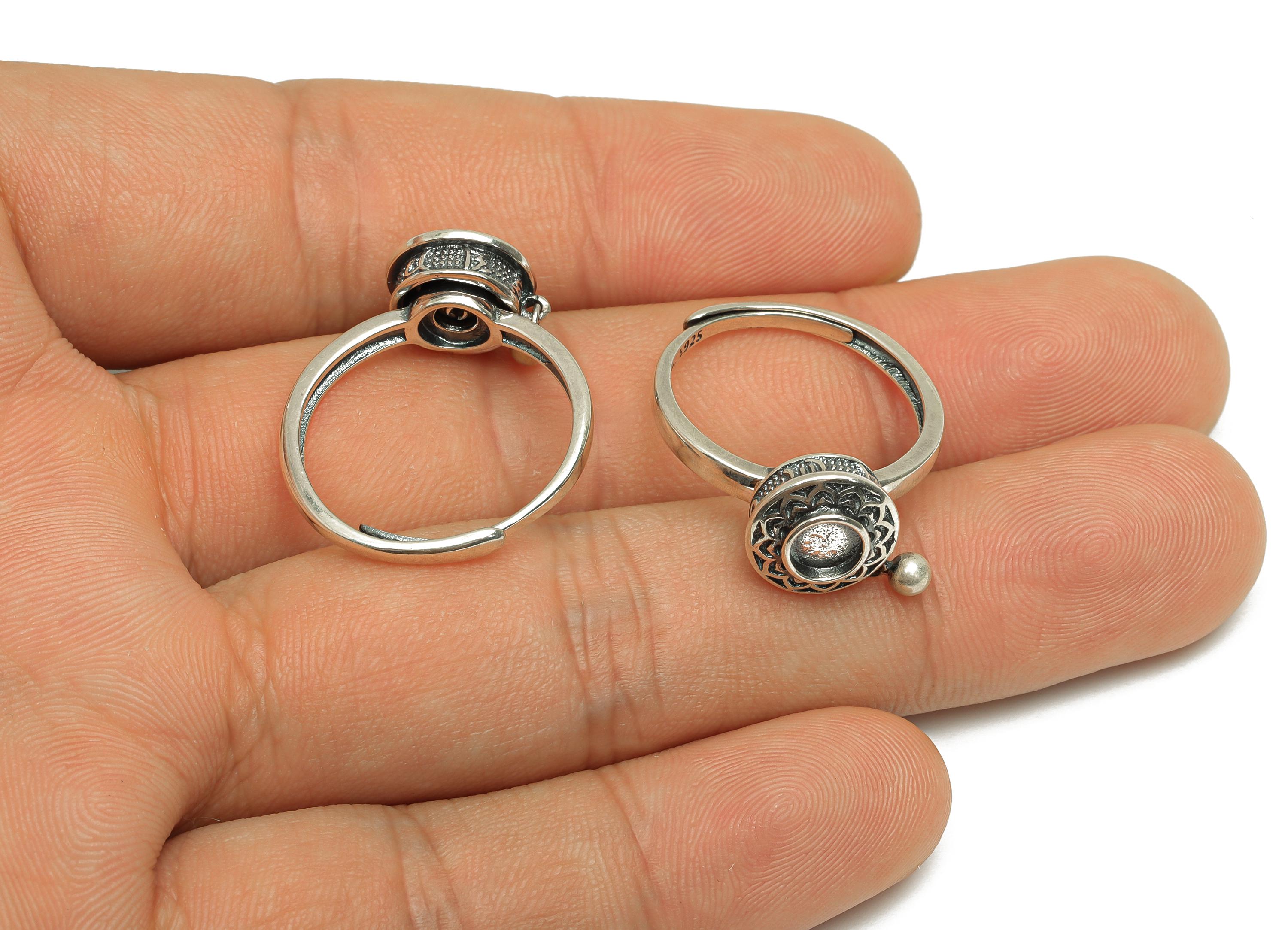 5mm Adjustable Ring Setting Spinner- Spinner Stress Ring - Textured Turning Hoop Ring - For Jewelry - 925 Silver Sterling Silver - RGP7405 - DOMEDBAZAAR