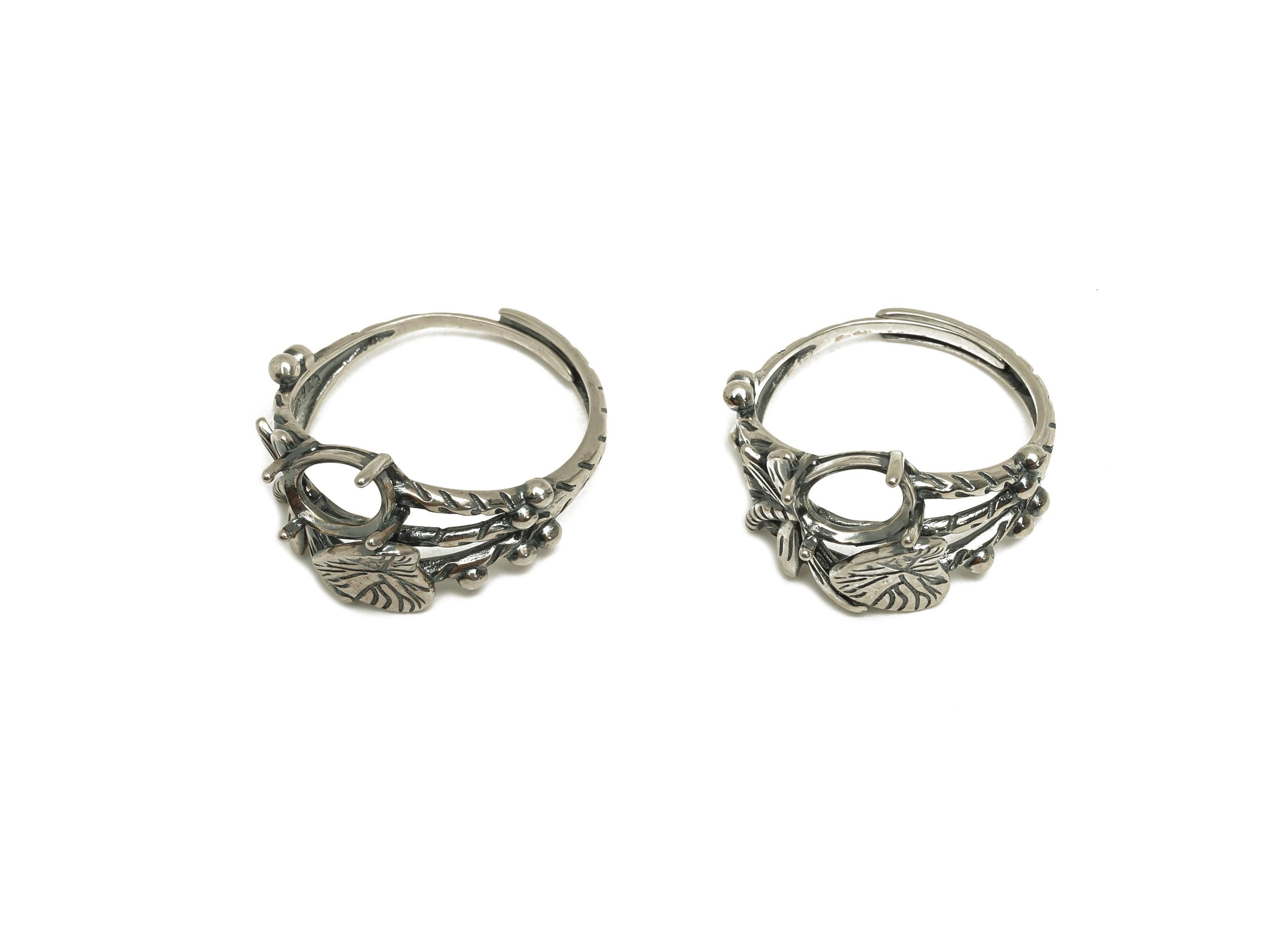 6x8mm Adjustable Setting Ring- Heart Dragonfly Adjustable Ring - Oval Hoop Ring - 925 Silver Sterling Silver - RGP7403 - DOMEDBAZAAR