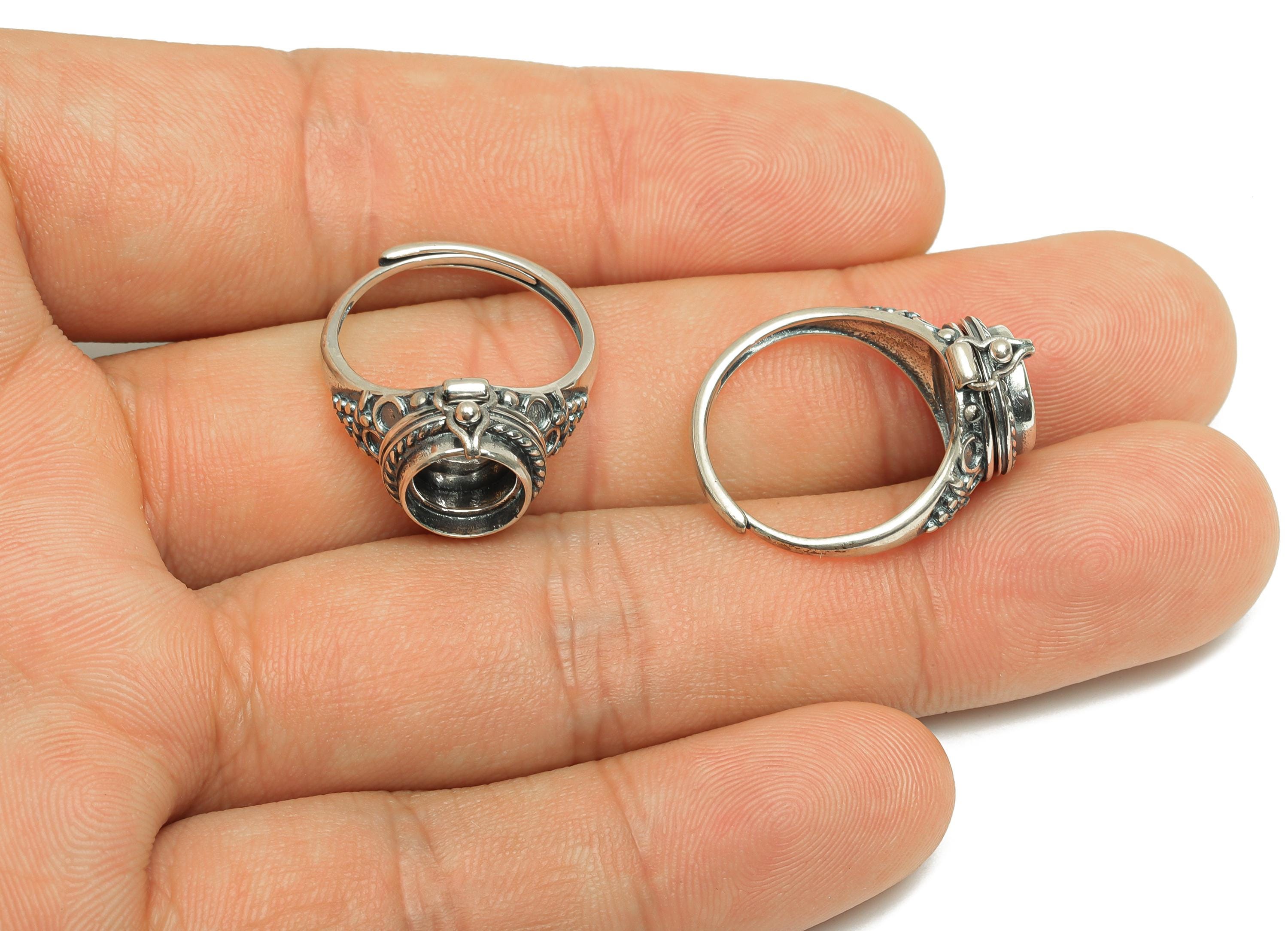 8mm Adjustable Round Ring Setting - locket Ring - Silver Photo Ring - Adjustable Ring - Pattern Hoop Ring - 925 Silver Sterling - RGP7387 - DOMEDBAZAAR