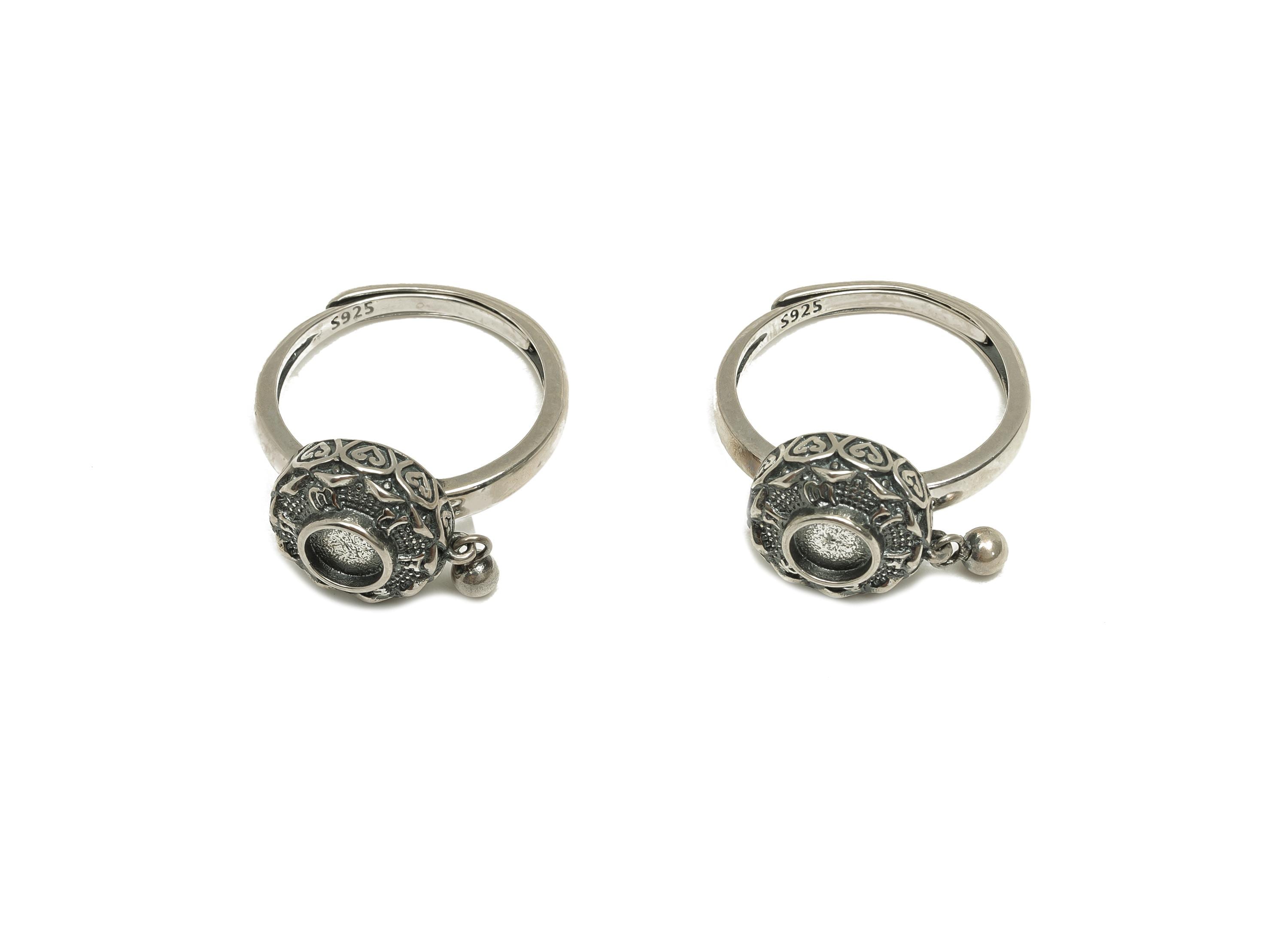 5mm Adjustable Ring Setting Spinner- Spinner Stress Ring - Textured Turning Hoop Ring With Bead - 925 Silver Sterling Silver - RGP7408 - DOMEDBAZAAR