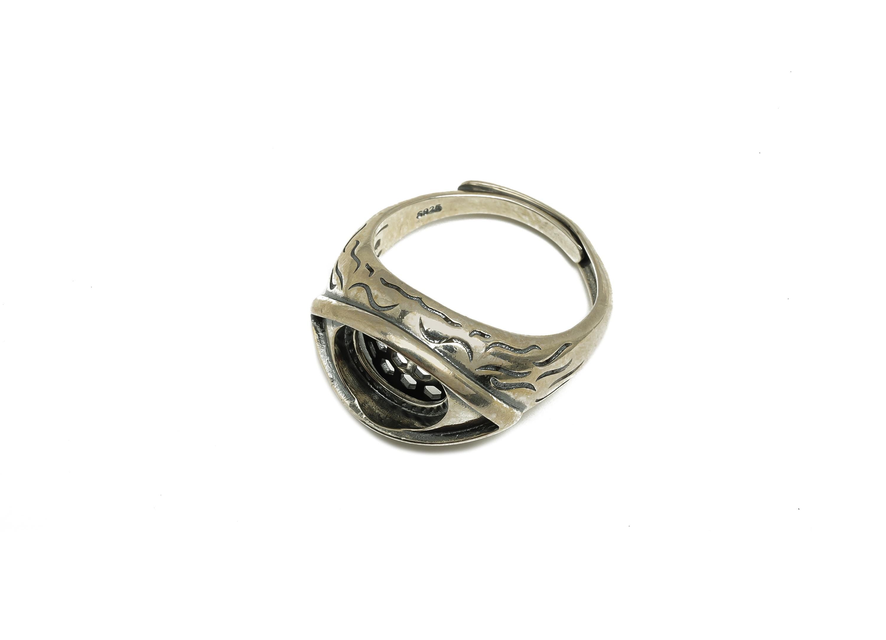 10X12mm Adjustable Oval Ring Setting - Silver Marquise Adjustable Ring - Thick Vintage Ring - For Jewelry - 925 Silver Sterling - RGP7424 - DOMEDBAZAAR