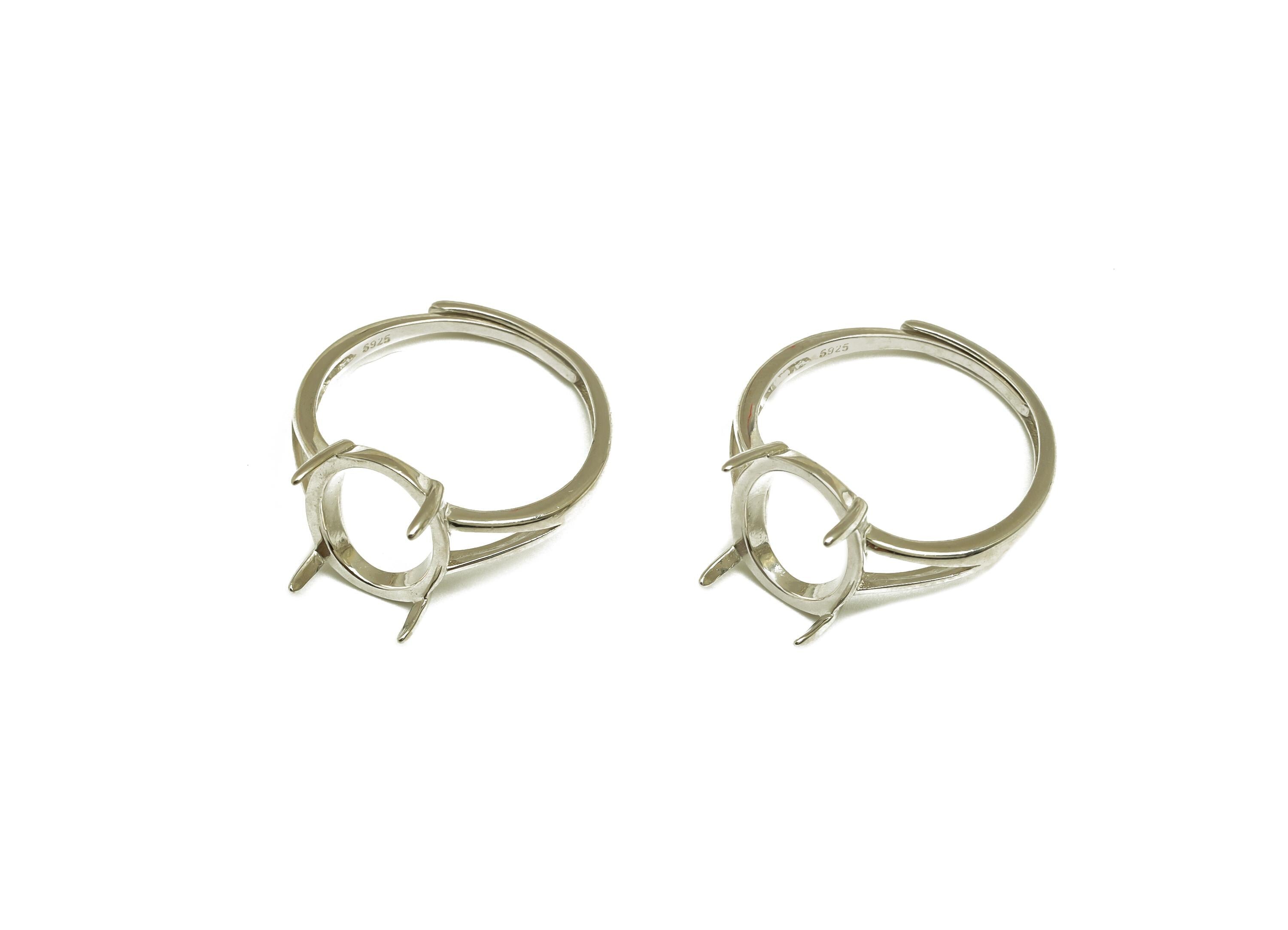 10x12mm Adjustable Oval Ring Setting - 4 Prong setting - Silver Adjustable Ring - Hoop Ring - For Jewelry - 925 Silver Sterling - RGP7422 - DOMEDBAZAAR