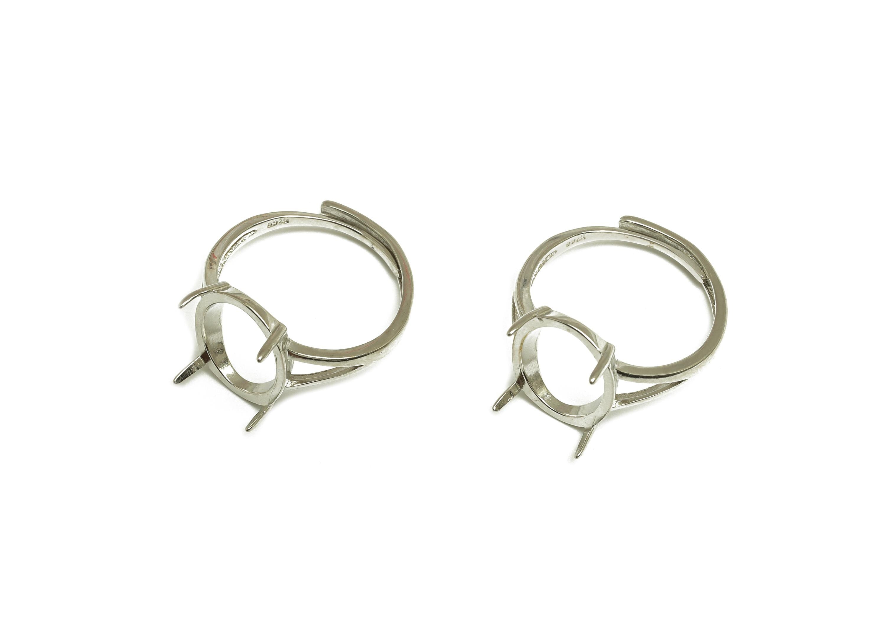 11x13mm Adjustable Oval Ring Setting - 4 Prong setting - Silver Adjustable Ring - Hoop Ring - For Jewelry - 925 Silver Sterling - RGP7421 - DOMEDBAZAAR