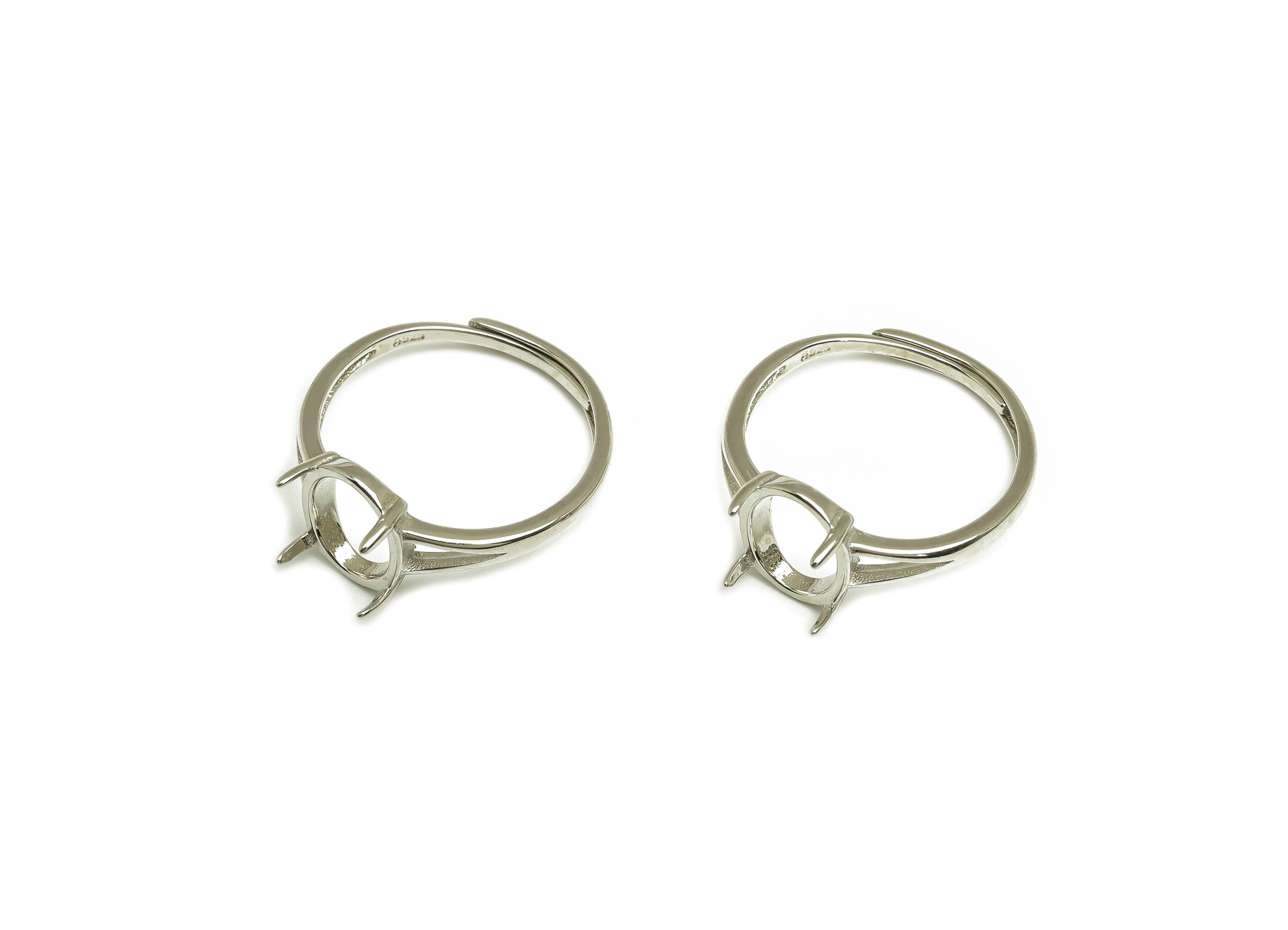 8x10mm Adjustable Oval Ring Setting - 4 Prong setting - Silver Adjustable Ring - Hoop Ring - For Jewelry - 925 Silver Sterling - RGP7419 - DOMEDBAZAAR
