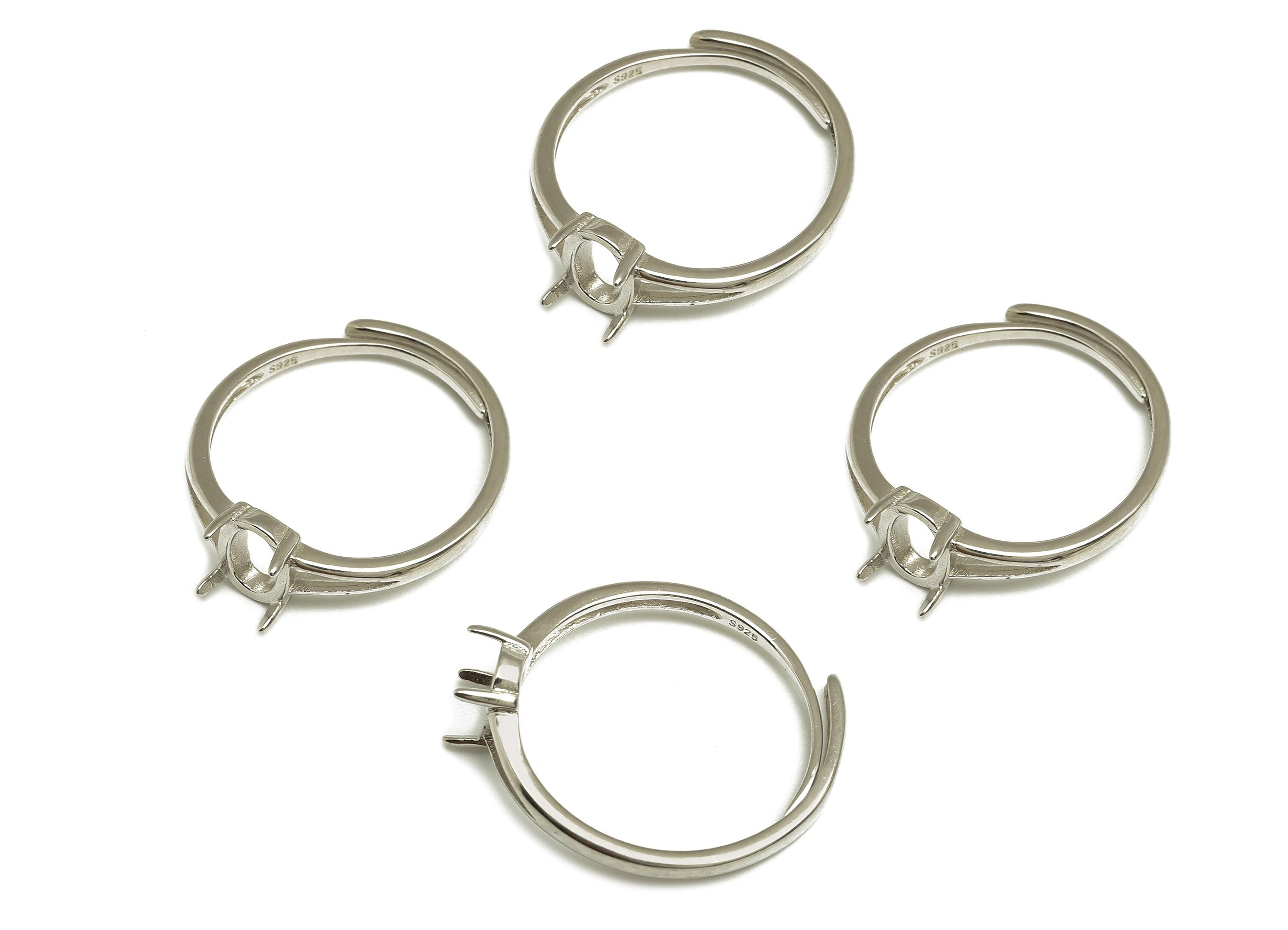 5x7mm Adjustable Oval Ring Setting - 4 Prong setting - Silver Adjustable Ring - Hoop Ring - For Jewelry - 925 Silver Sterling - RGP7418 - DOMEDBAZAAR