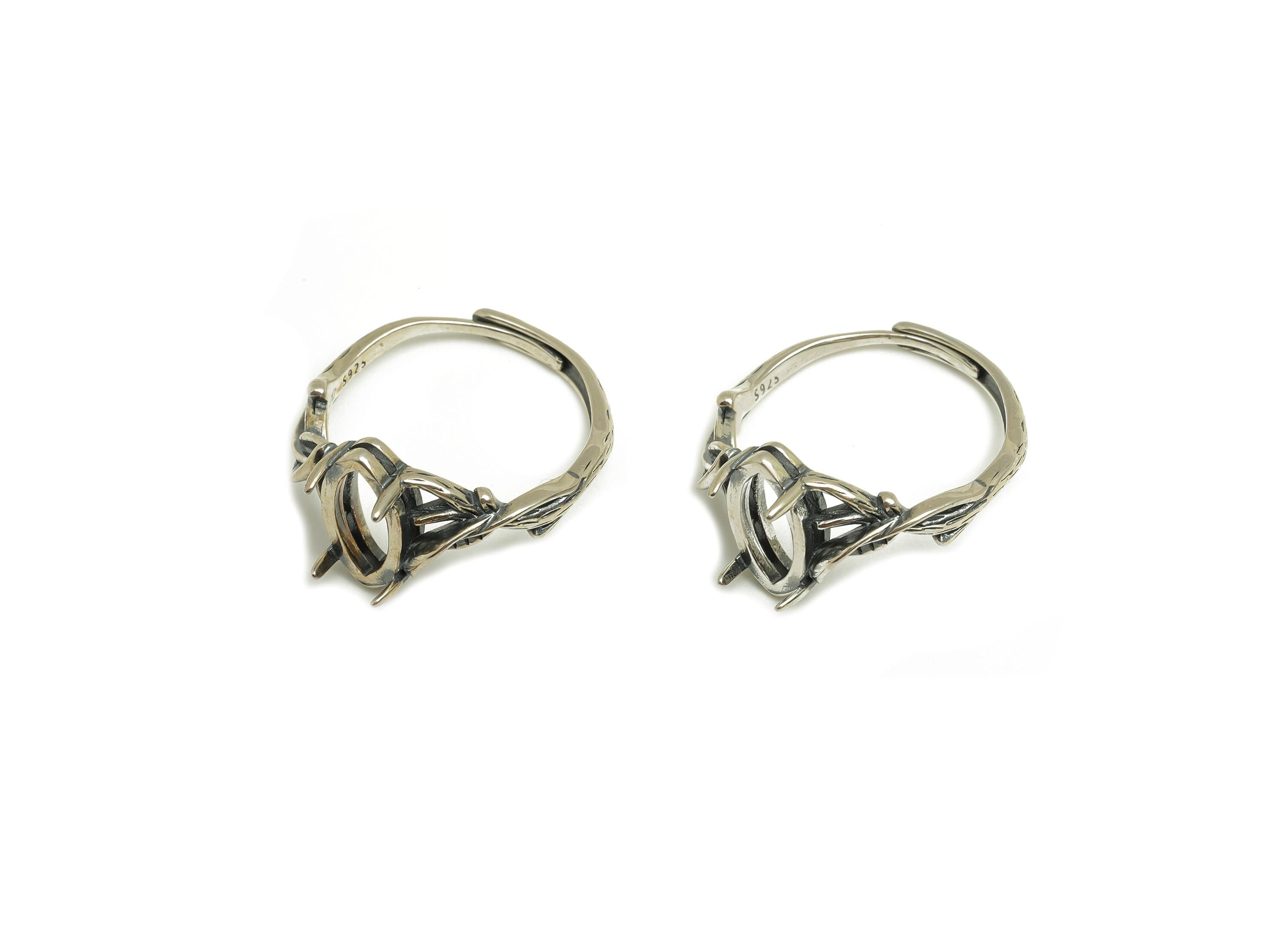 6x11mm Adjustable Marquise Ring Setting - 4 Prong Setting - Vintage Adjustable Leaf Ring - Hoop Ring - 925 Silver Sterling - RGP7411 - DOMEDBAZAAR