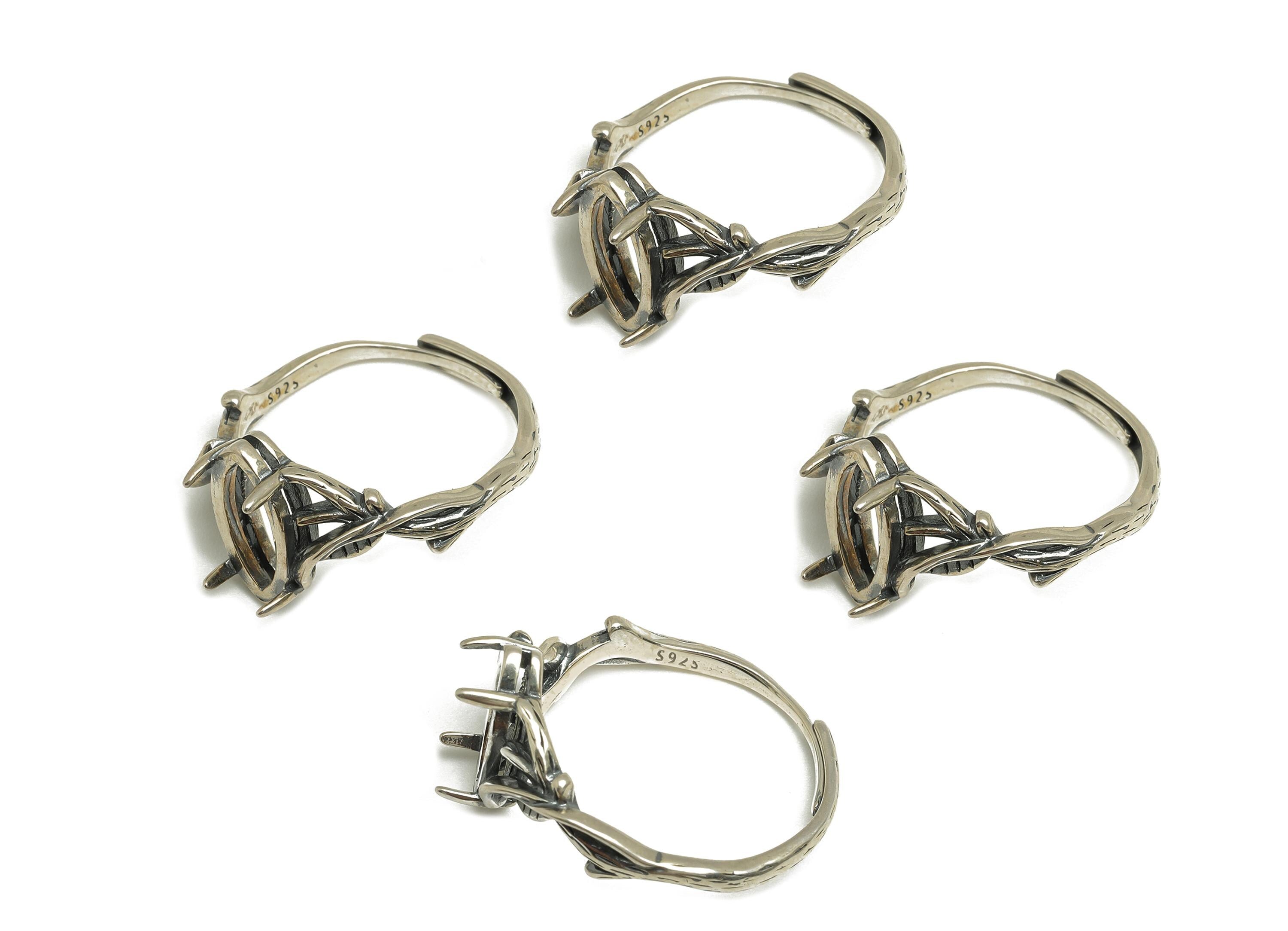 6x11mm Adjustable Marquise Ring Setting - 4 Prong Setting - Vintage Adjustable Leaf Ring - Hoop Ring - 925 Silver Sterling - RGP7411 - DOMEDBAZAAR