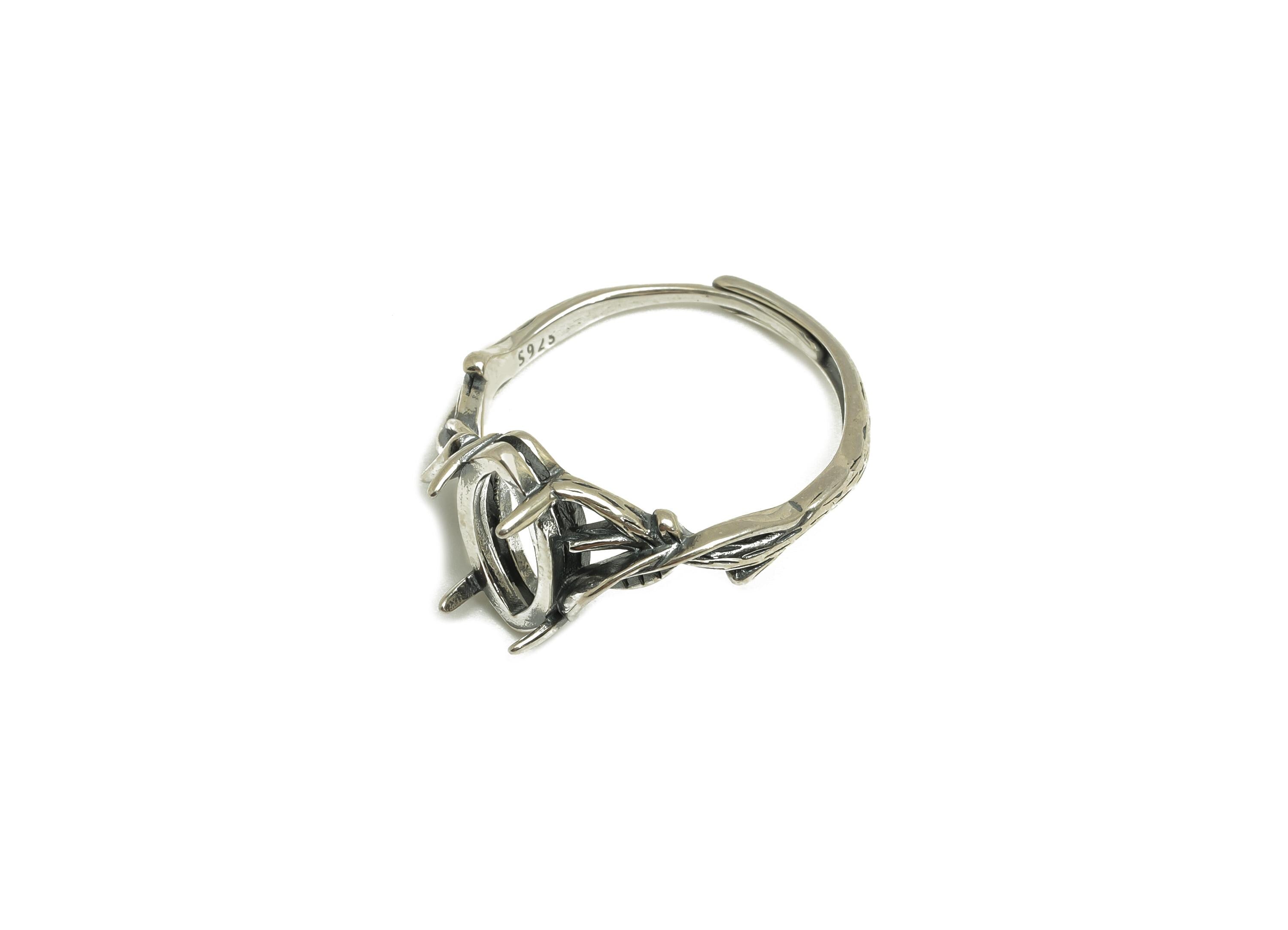 6x11mm Adjustable Marquise Ring Setting - 4 Prong Setting - Vintage Adjustable Leaf Ring - Hoop Ring - 925 Silver Sterling - RGP7411 - DOMEDBAZAAR