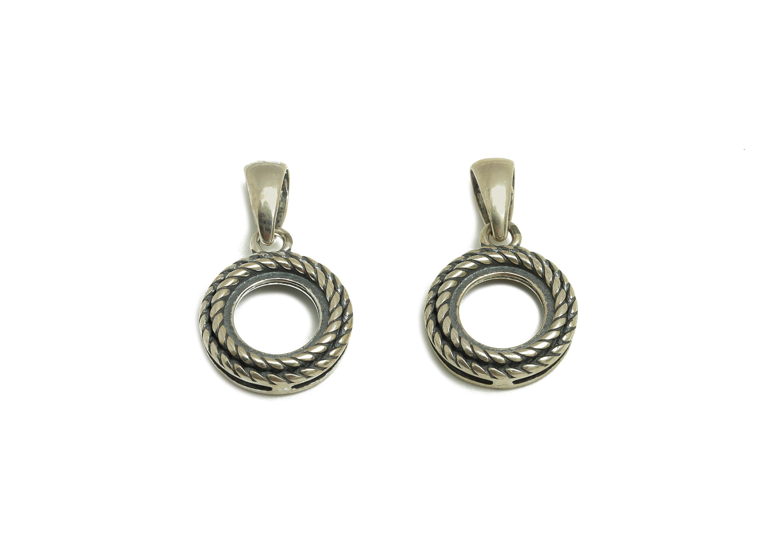 7mm Round Pendant Setting - Textured Chain Pendant Blank - Circle Blank Pendant - Vintage Pendant - 925 Silver Sterling - RGP7446 - DOMEDBAZAAR