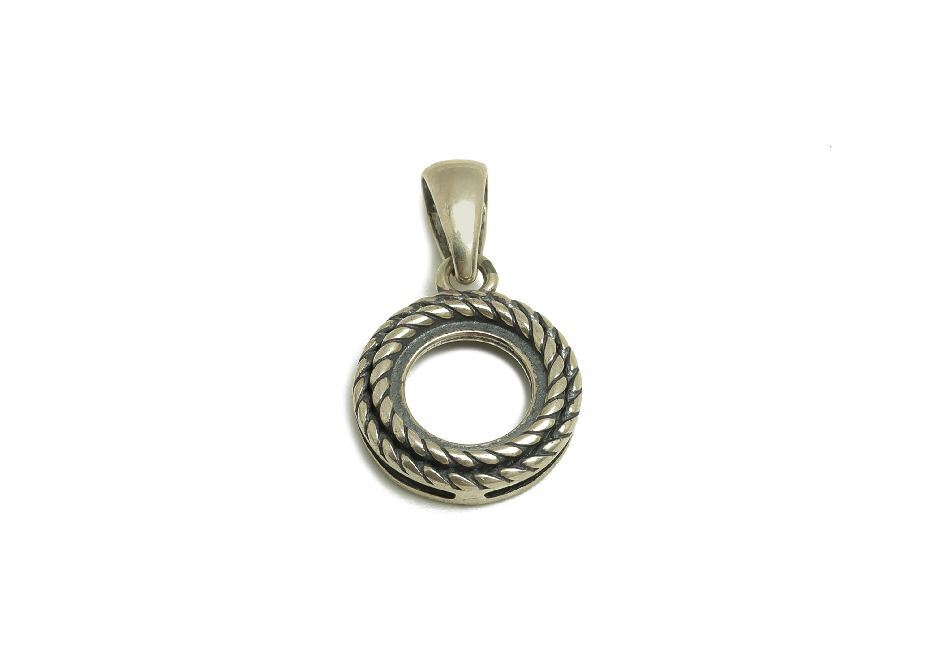7mm Round Pendant Setting - Textured Chain Pendant Blank - Circle Blank Pendant - Vintage Pendant - 925 Silver Sterling - RGP7446 - DOMEDBAZAAR