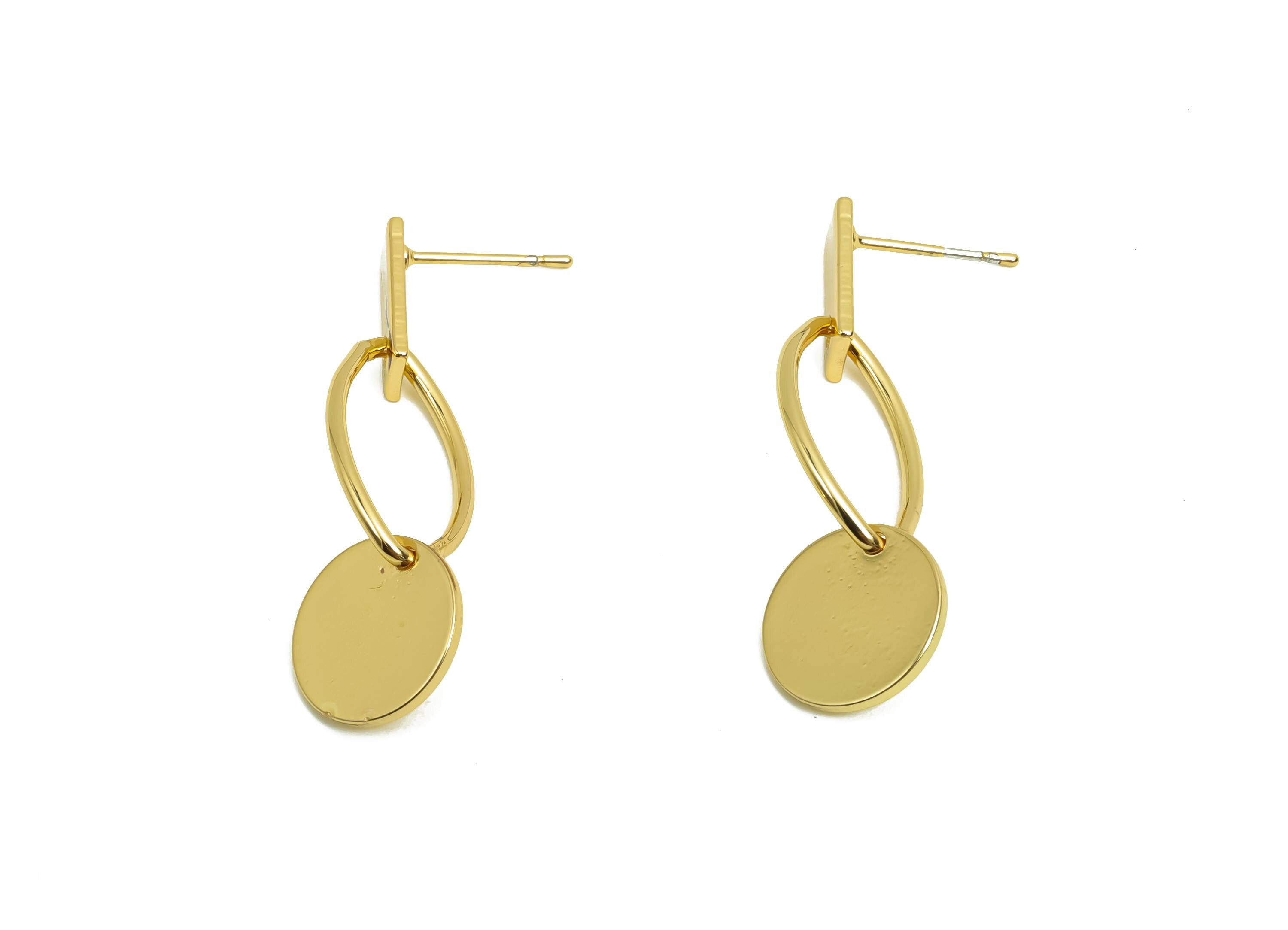 Brass Dangle Earring Post - Brass Oval Earring Post - Brass Marquise Geometry Earring Post - 18K Real Gold Plating - 38.89x10x1mm - RGP8035 - DOMEDBAZAAR
