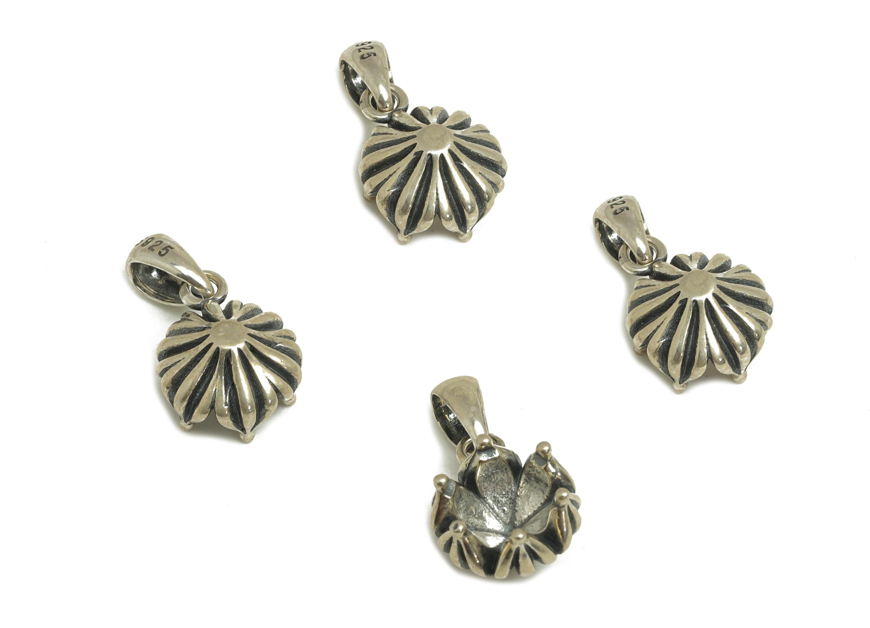6mm Oval Pendant Setting - Flower Pendant Blank - Silver Blank Pendant - Vintage Pendant For Diamond - 925 Silver Sterling - RGP7438 - DOMEDBAZAAR