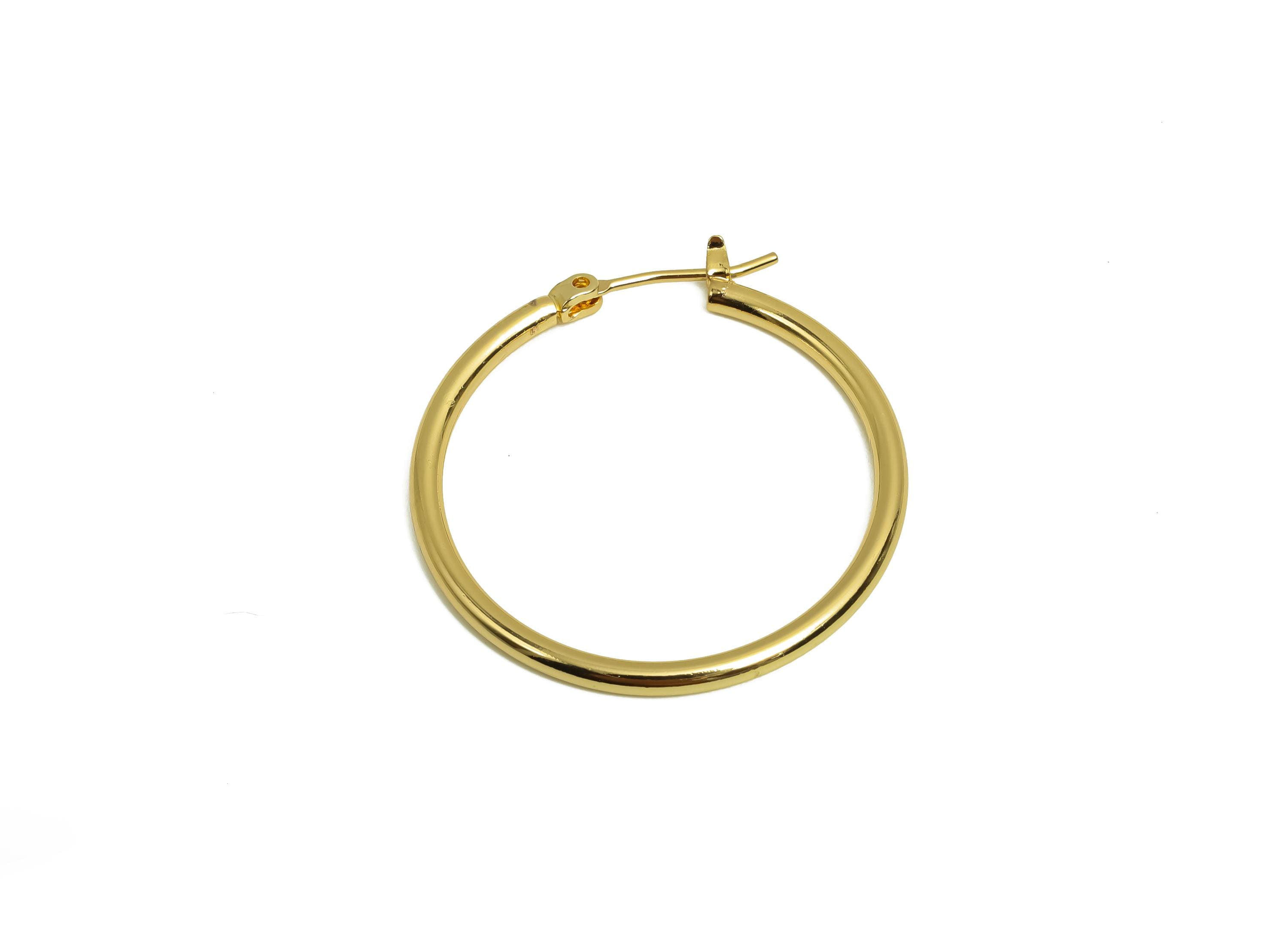 30mm Round Wire Hoop Earring - Brass Hinged Back Earring - Brass Circle Hinged Back Earring - 18K Real Gold Plating - 29x29x2mm - RGP8040-30 - DOMEDBAZAAR