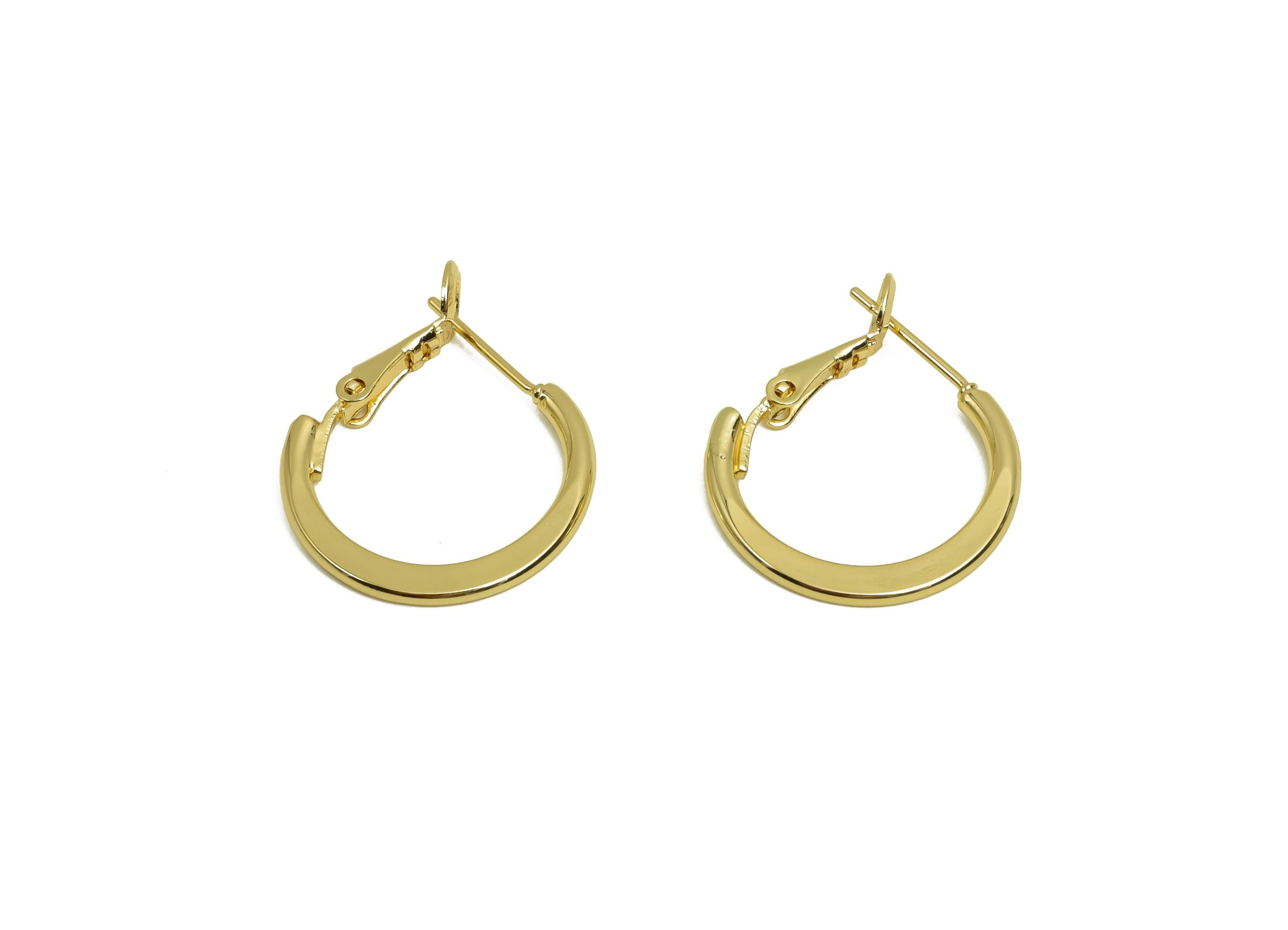 20mm Round Hoop Earring - Brass Clasp Back Earring - Brass Hoop Clasp  Earring - 18K Real Gold Plating - 19x19x1.72mm - RGP8041-20 - DOMEDBAZAAR