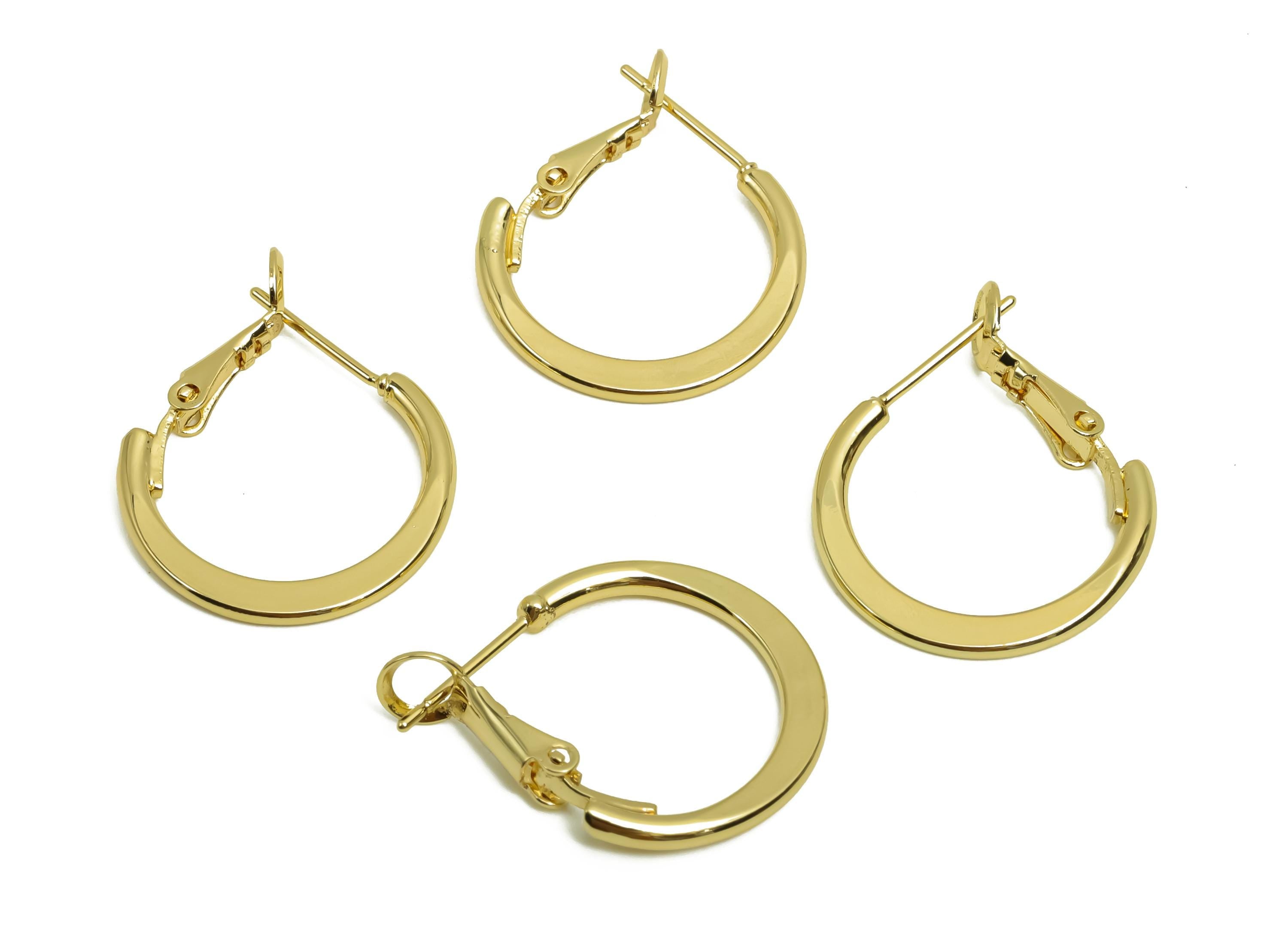 20mm Round Hoop Earring - Brass Clasp Back Earring - Brass Hoop Clasp  Earring - 18K Real Gold Plating - 19x19x1.72mm - RGP8041-20 - DOMEDBAZAAR
