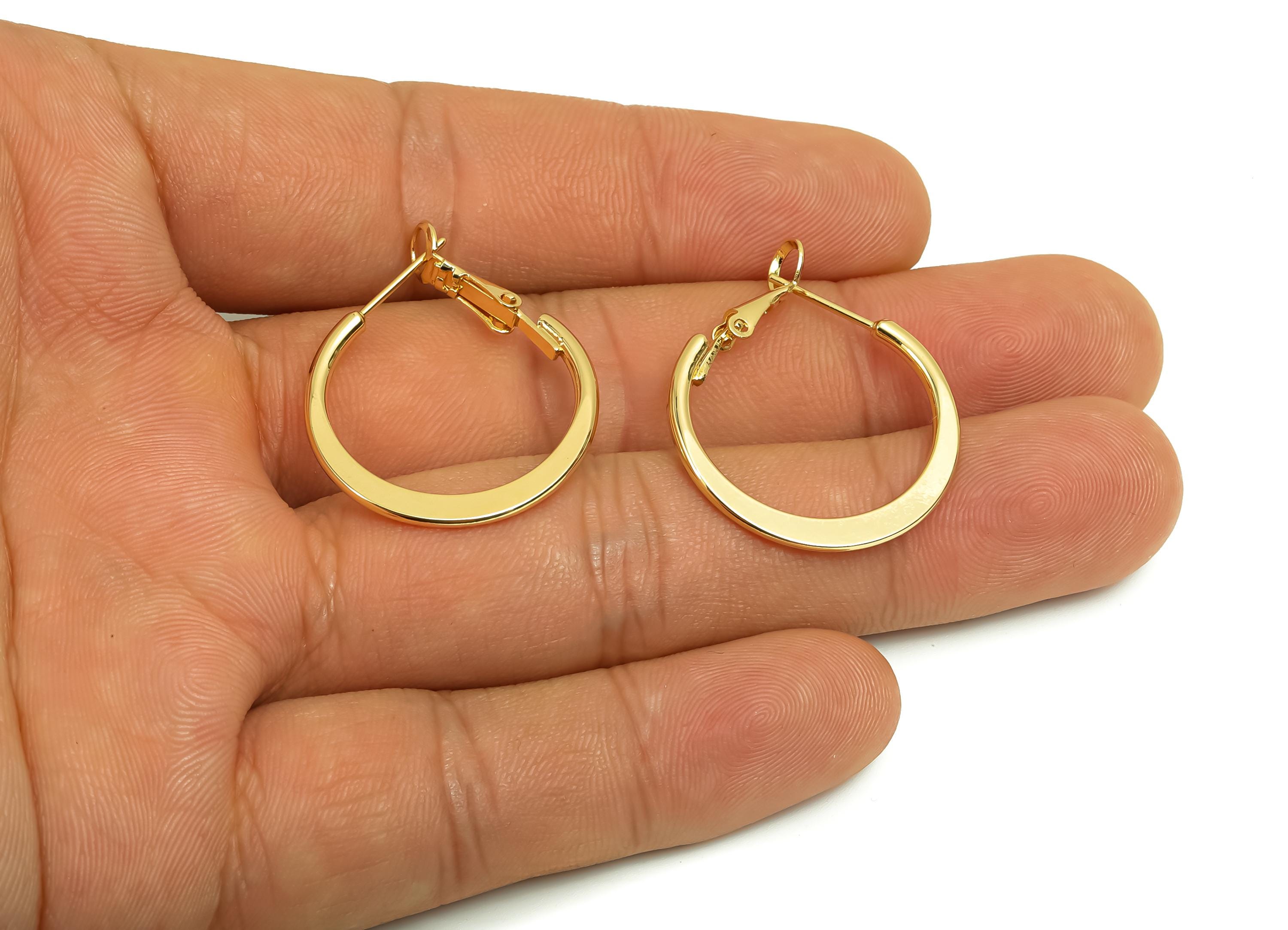 25mm Round Hoop Earring - Brass Hammered Hoop Clasp Earring - Brass Clasp Back Earring - 18K Real Gold Plating - 24x24x1.56mm - RGP8041-25 - DOMEDBAZAAR